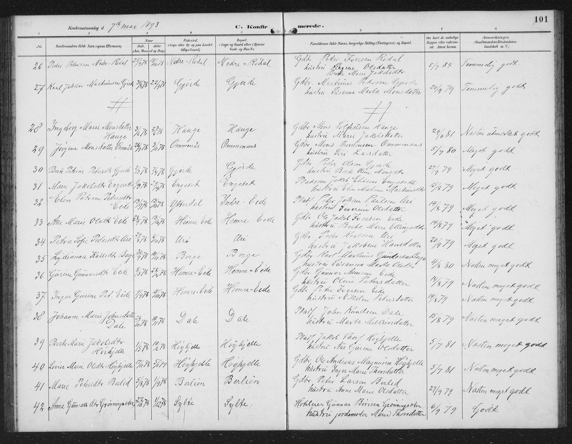 Ministerialprotokoller, klokkerbøker og fødselsregistre - Møre og Romsdal, AV/SAT-A-1454/519/L0264: Parish register (copy) no. 519C05, 1892-1910, p. 101