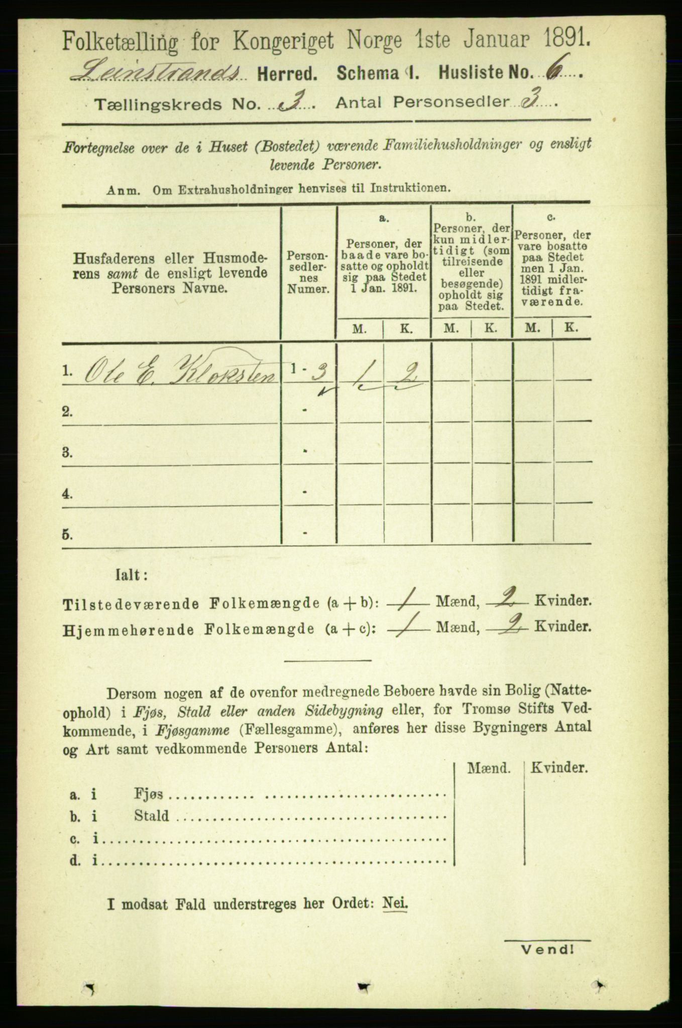 RA, 1891 census for 1654 Leinstrand, 1891, p. 931