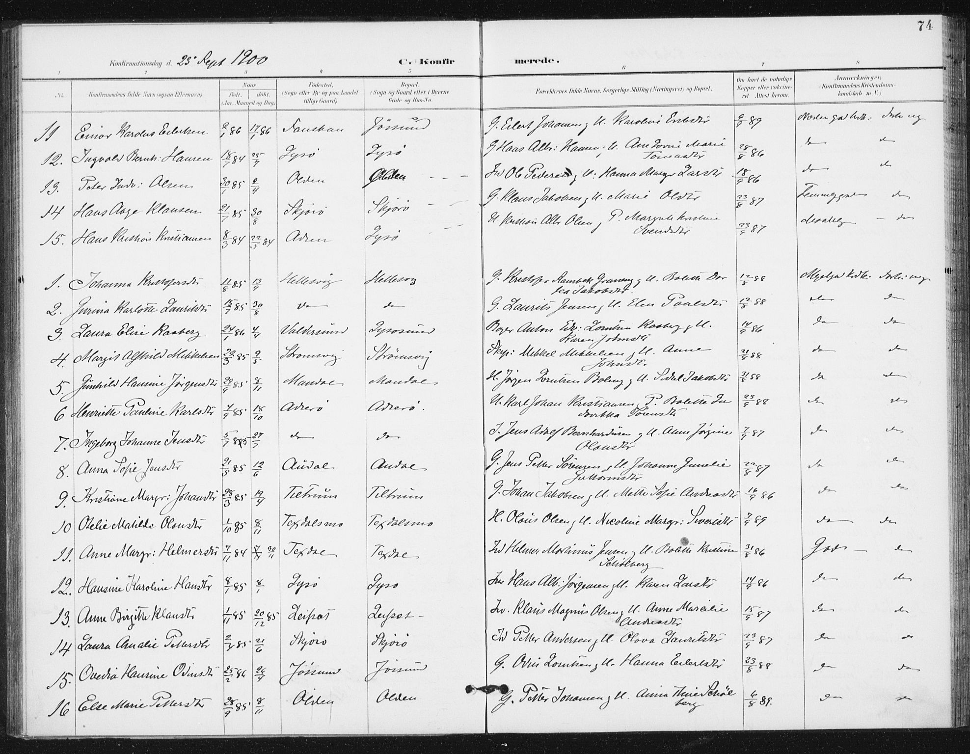 Ministerialprotokoller, klokkerbøker og fødselsregistre - Sør-Trøndelag, SAT/A-1456/654/L0664: Parish register (official) no. 654A02, 1895-1907, p. 74