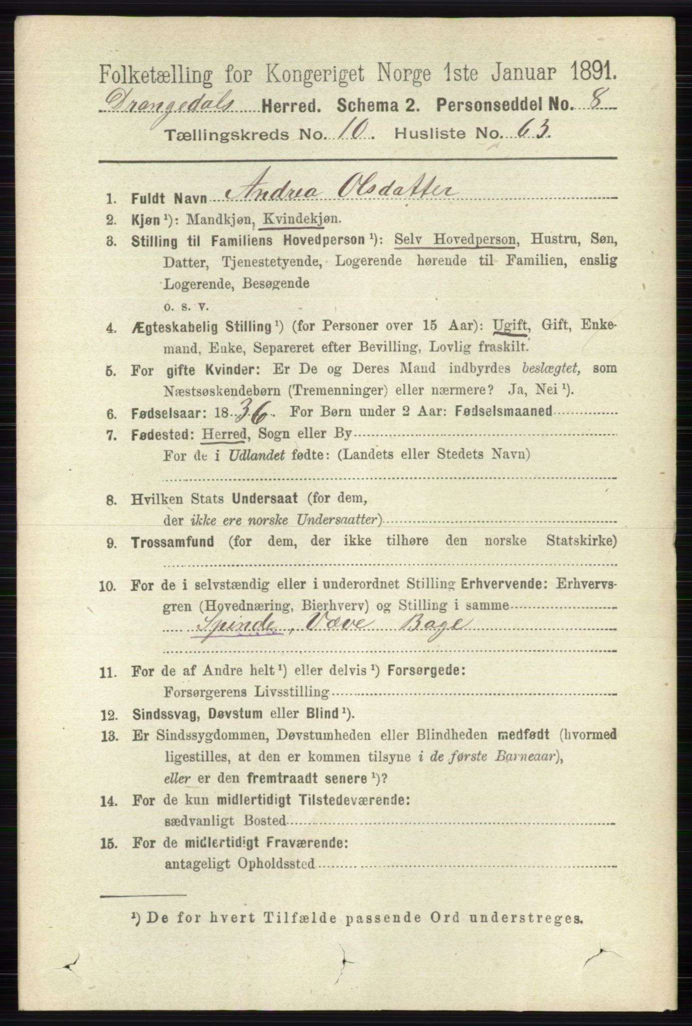 RA, 1891 census for 0817 Drangedal, 1891, p. 3824