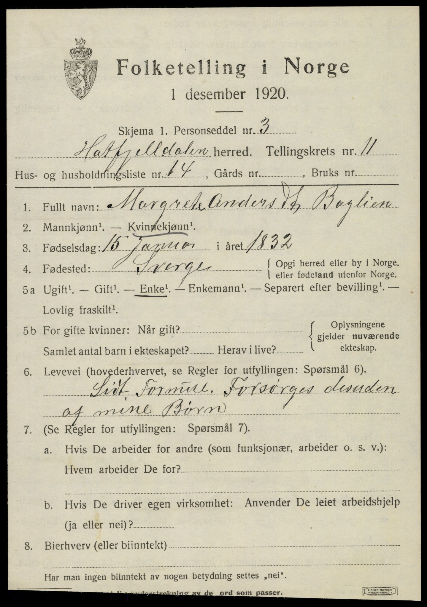 SAT, 1920 census for Hattfjelldal, 1920, p. 2702