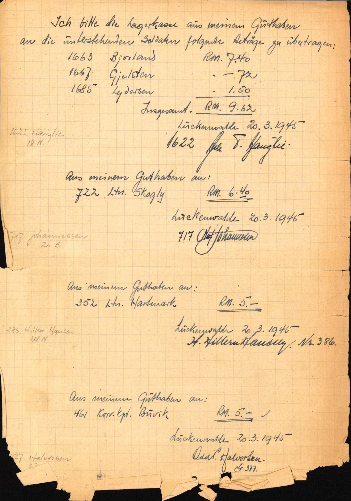 Forsvaret, Forsvarets krigshistoriske avdeling, AV/RA-RAFA-2017/Y/Yf/L0202: II-C-11-2103-2104  -  Norske offiserer i krigsfangenskap, 1940-1945, p. 155