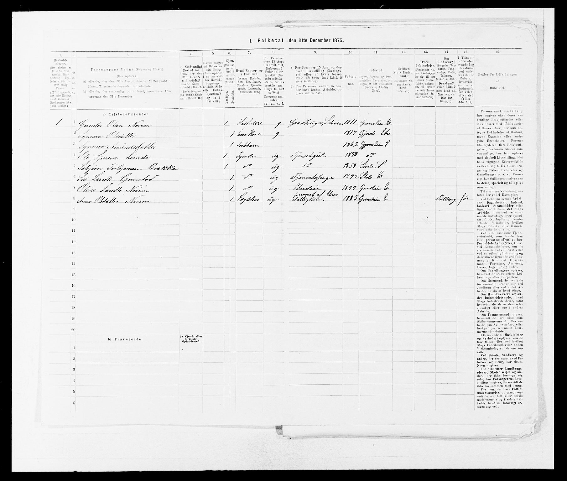 SAB, 1875 census for 1211P Etne, 1875, p. 298