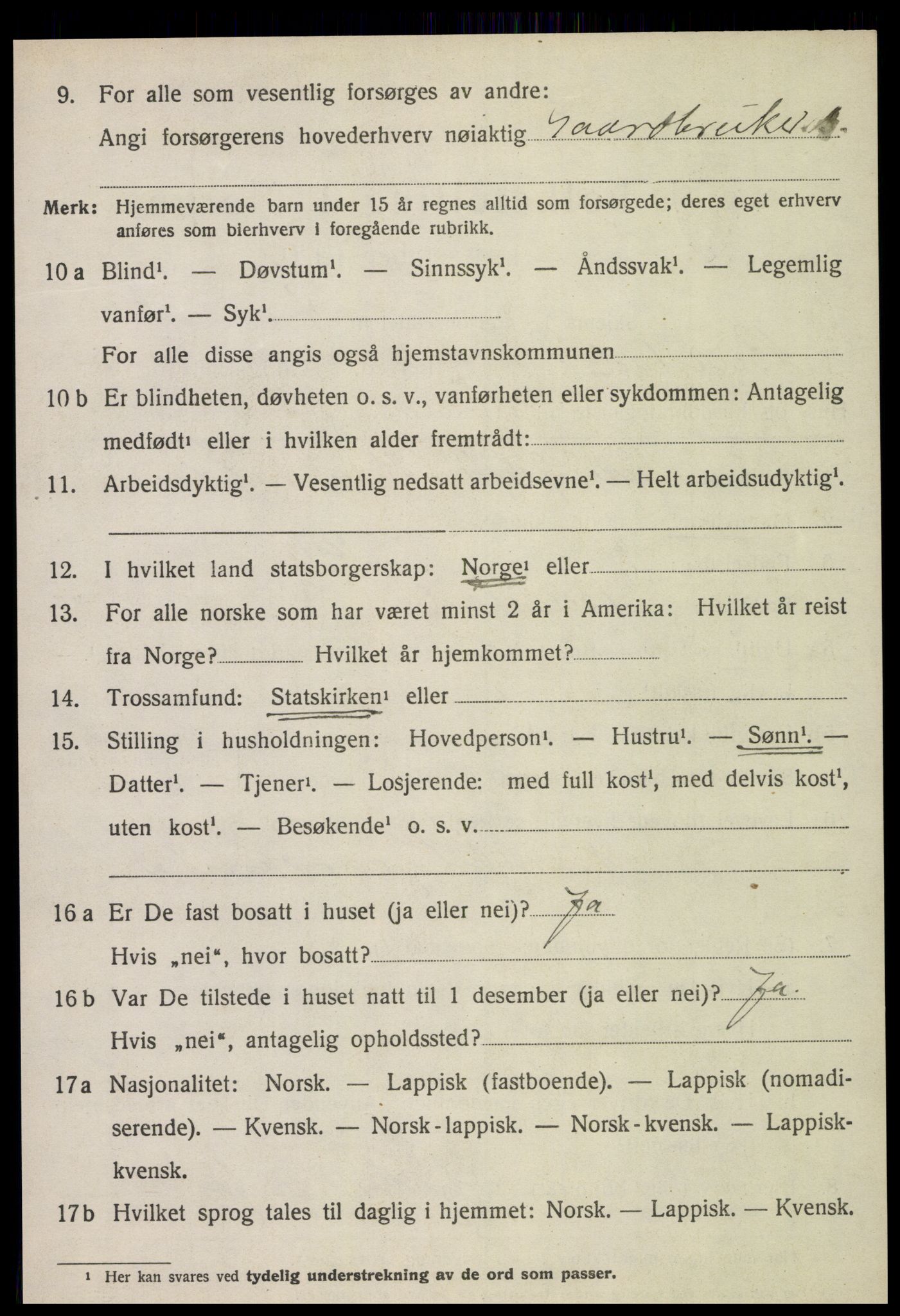 SAT, 1920 census for Beitstad, 1920, p. 4094