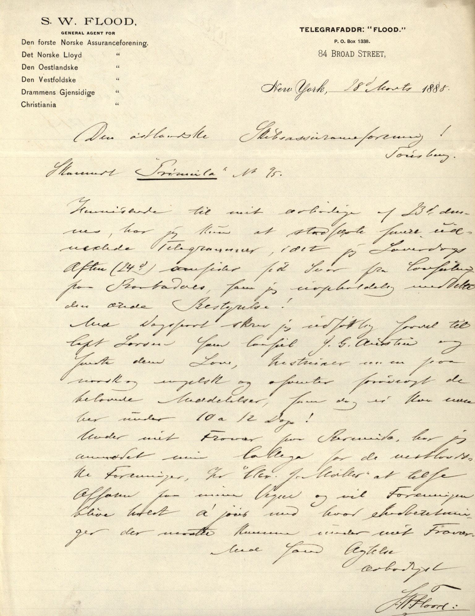 Pa 63 - Østlandske skibsassuranceforening, VEMU/A-1079/G/Ga/L0021/0003: Havaridokumenter / Inga av Drammen, Inga av Sandefjord, Primula, 1888-1889, p. 52
