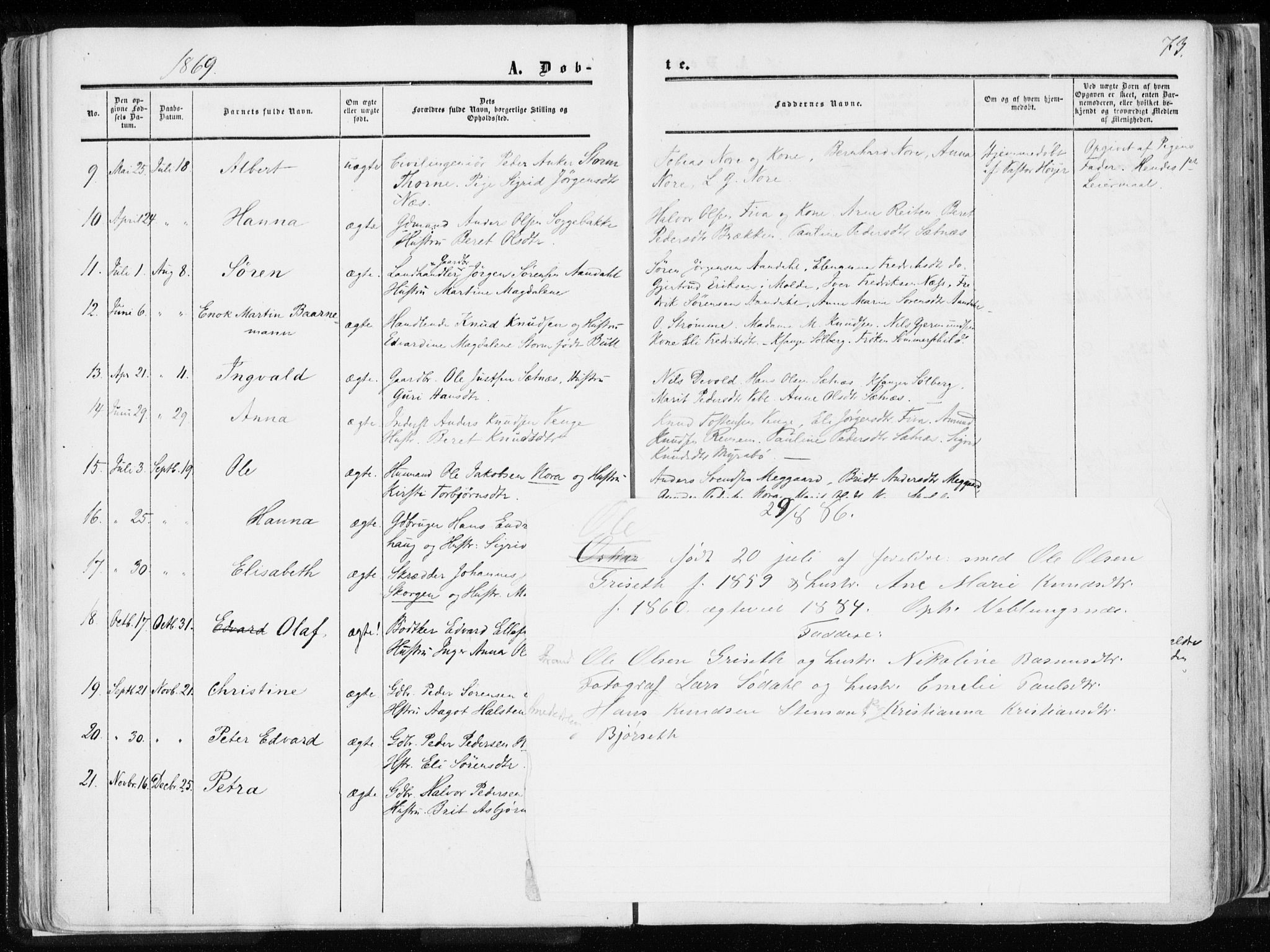 Ministerialprotokoller, klokkerbøker og fødselsregistre - Møre og Romsdal, AV/SAT-A-1454/544/L0572: Parish register (official) no. 544A05, 1854-1886, p. 73