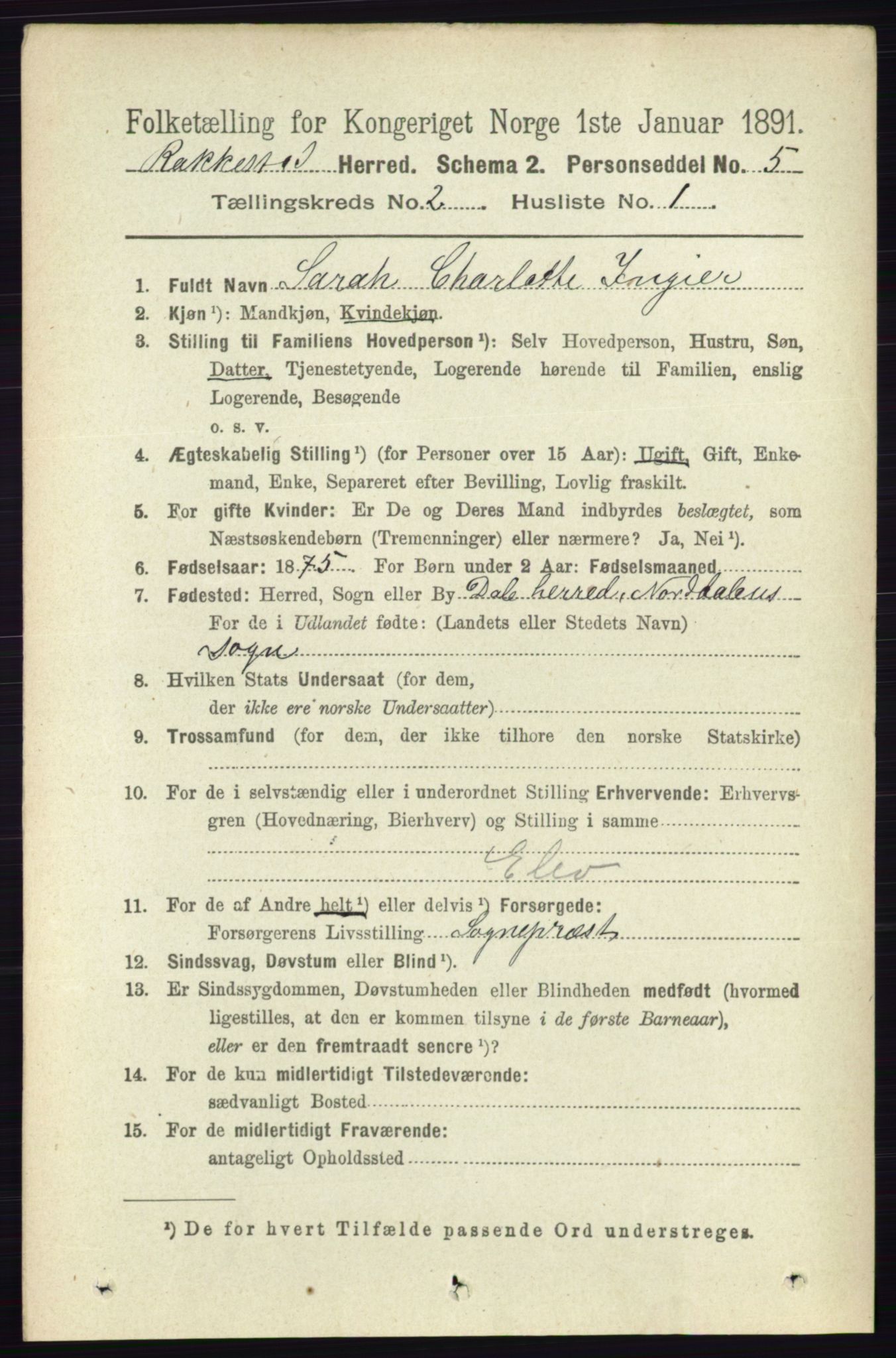 RA, 1891 census for 0128 Rakkestad, 1891, p. 623