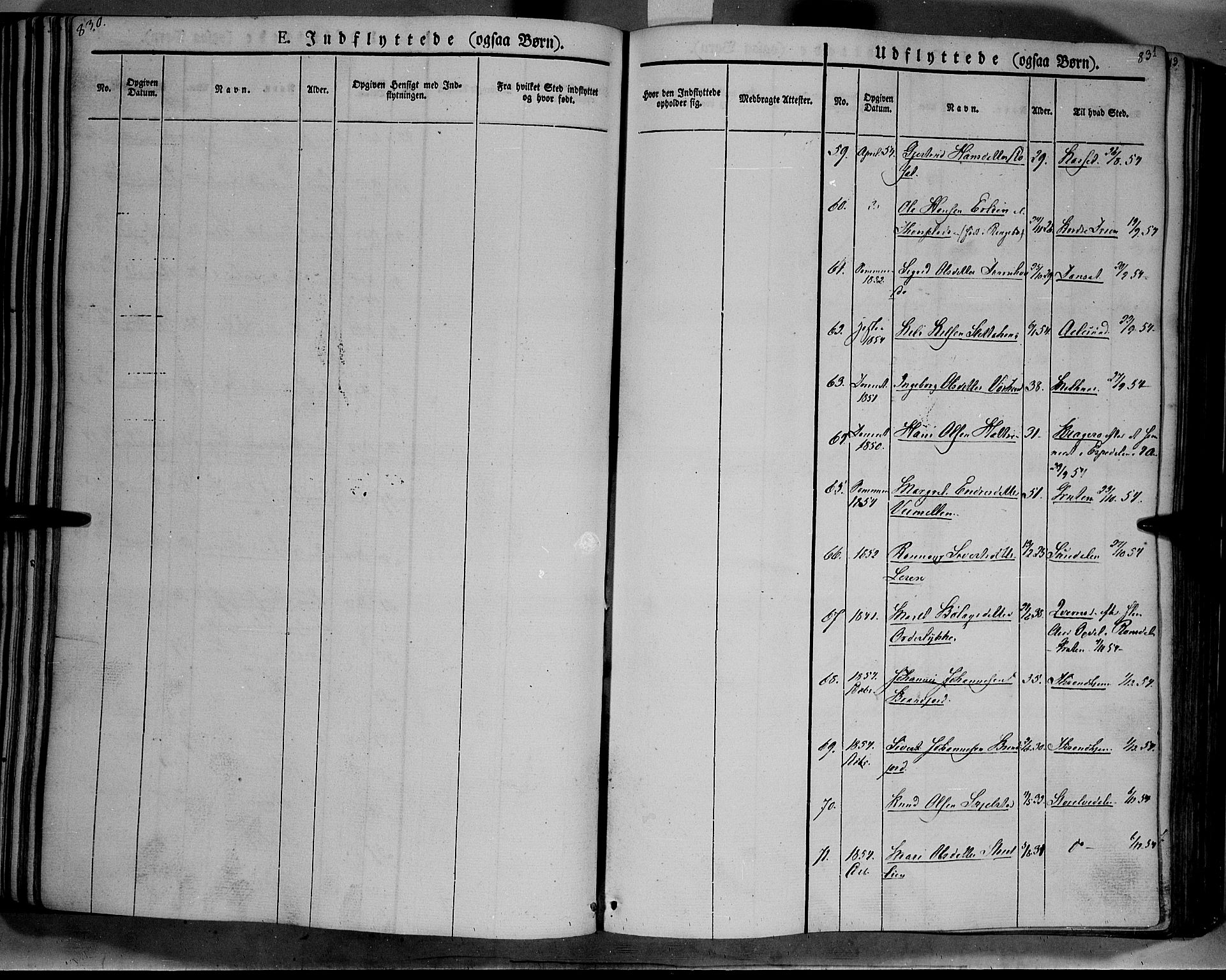 Lesja prestekontor, SAH/PREST-068/H/Ha/Haa/L0006: Parish register (official) no. 6B, 1843-1854, p. 830-831