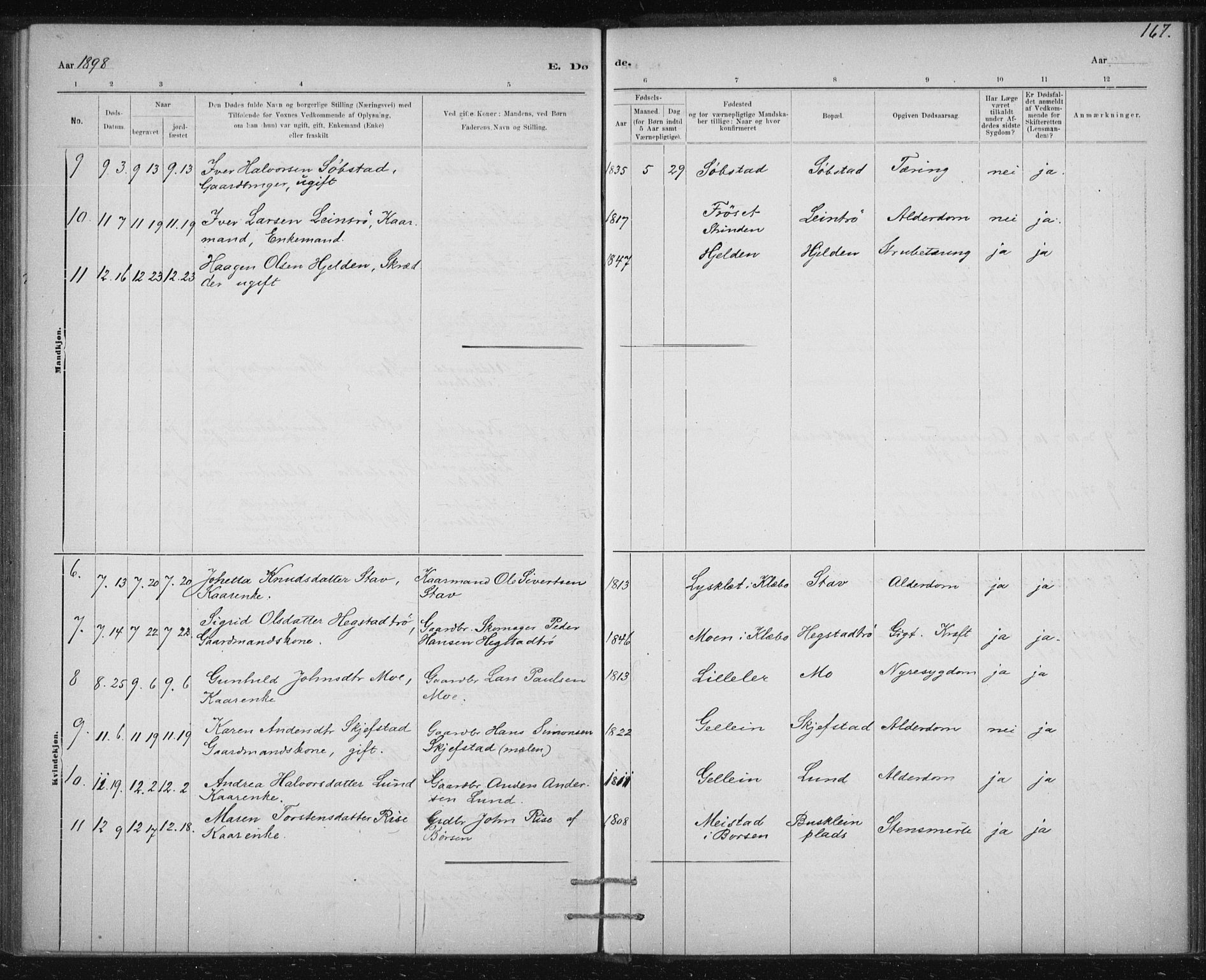 Ministerialprotokoller, klokkerbøker og fødselsregistre - Sør-Trøndelag, SAT/A-1456/613/L0392: Parish register (official) no. 613A01, 1887-1906, p. 167