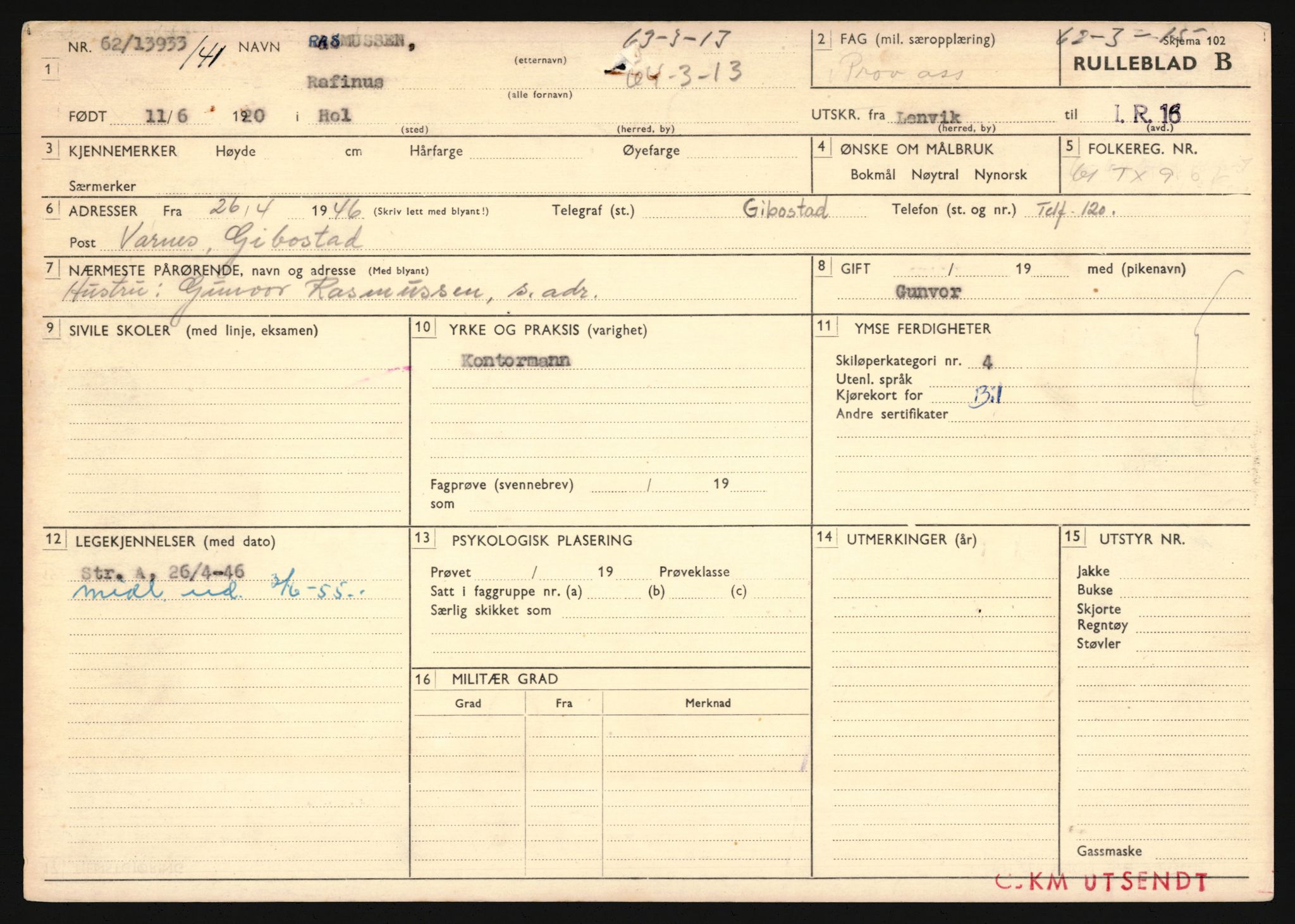 Forsvaret, Troms infanteriregiment nr. 16, AV/RA-RAFA-3146/P/Pa/L0024/0002: Rulleblad / Rulleblad for regimentets menige mannskaper, årsklasse 1941, 1941, p. 428