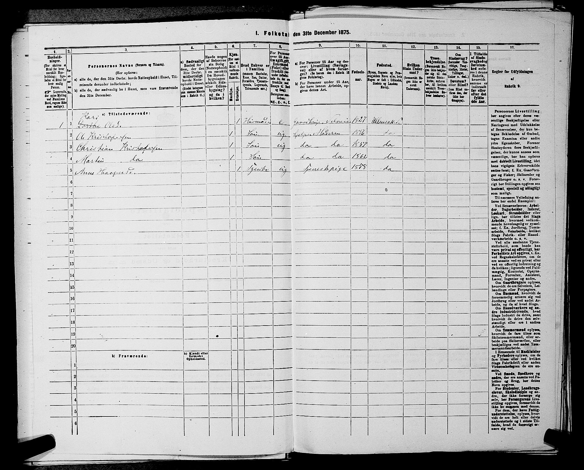 RA, 1875 census for 0235P Ullensaker, 1875, p. 960