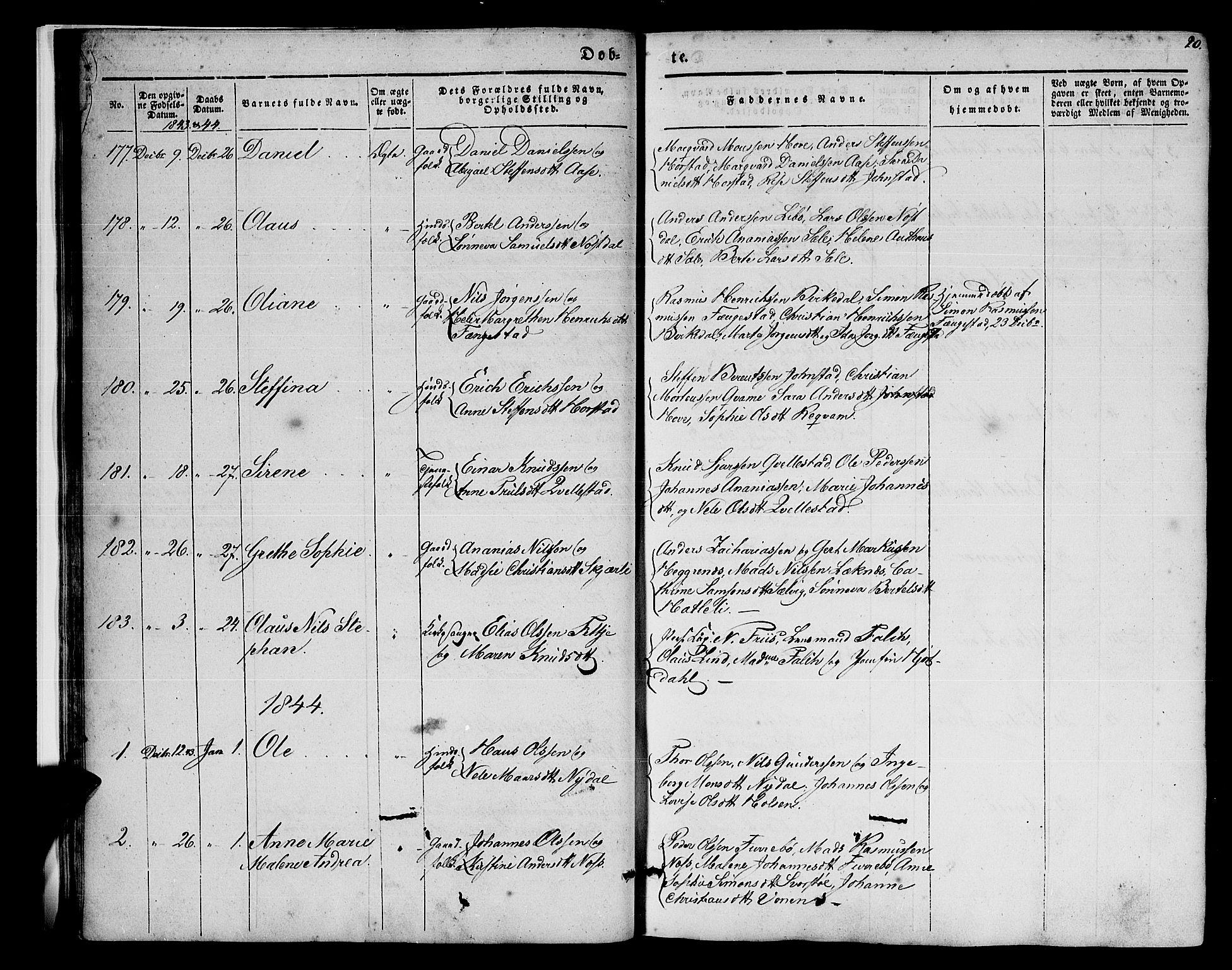 Førde sokneprestembete, SAB/A-79901/H/Haa/Haaa/L0007: Parish register (official) no. A 7, 1843-1860, p. 20
