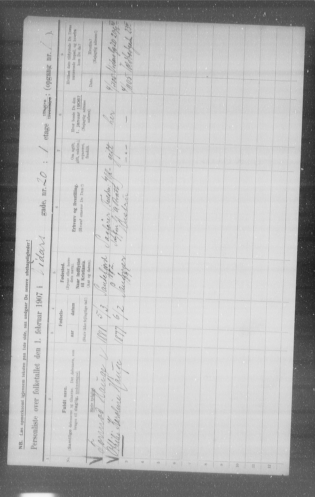 OBA, Municipal Census 1907 for Kristiania, 1907, p. 62909