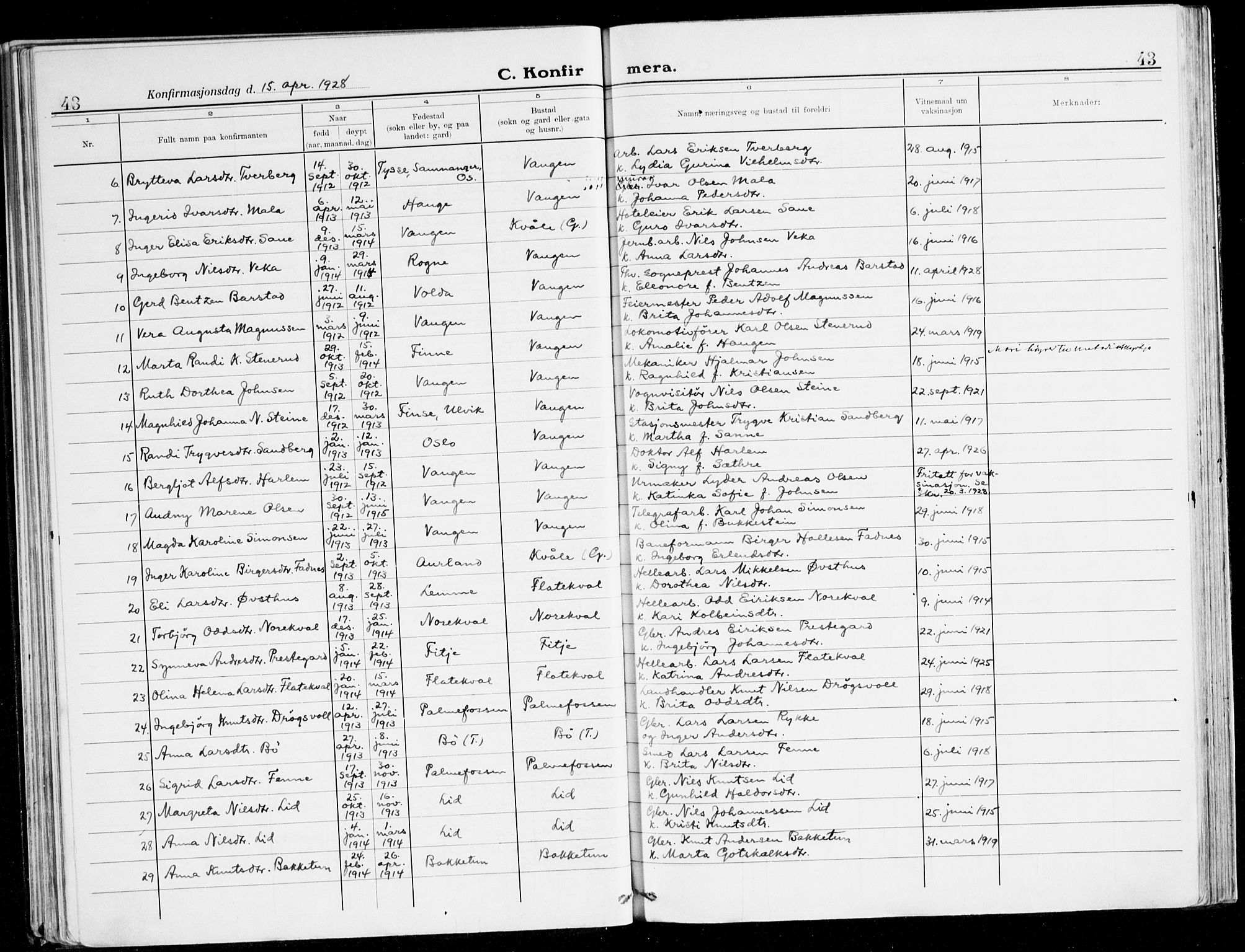 Voss sokneprestembete, AV/SAB-A-79001/H/Haa: Parish register (official) no. B 3, 1922-1942, p. 43