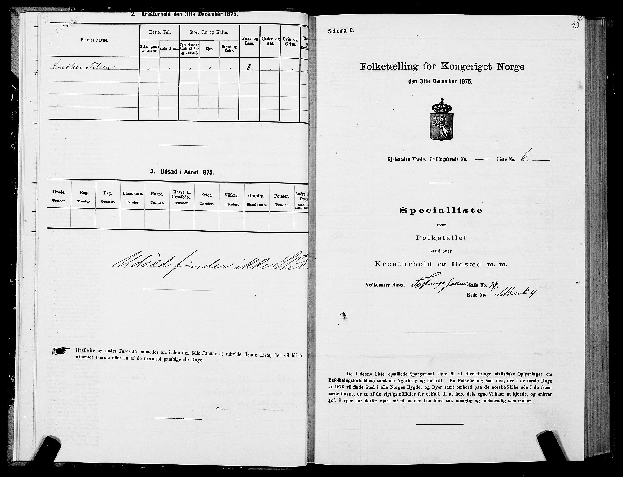 SATØ, 1875 census for 2002B Vardø/Vardø, 1875, p. 1013