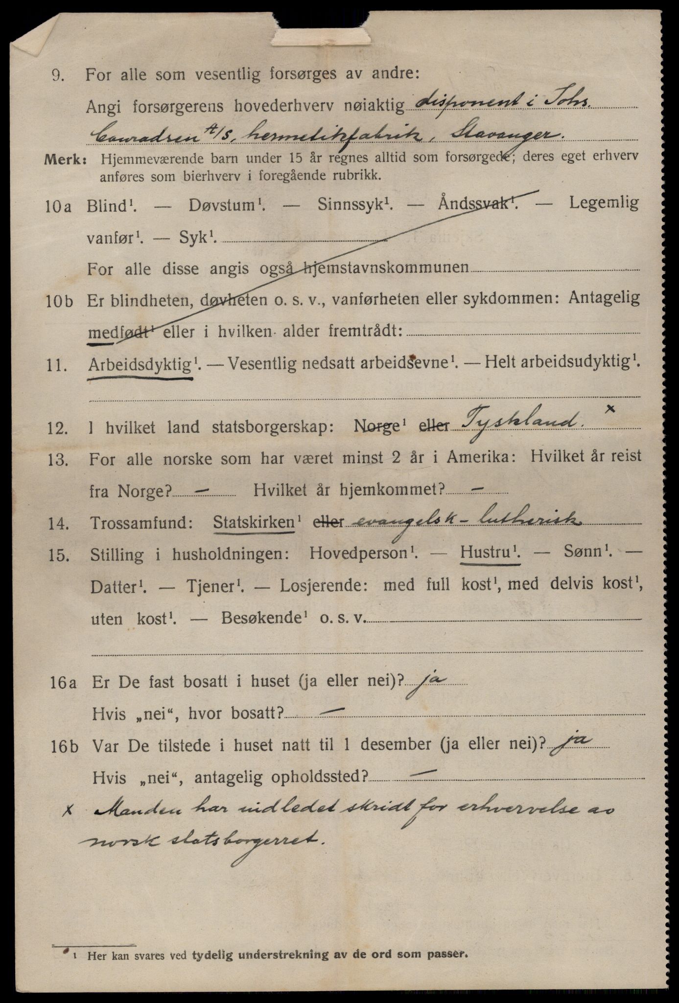 SAST, 1920 census for Stavanger, 1920, p. 108557