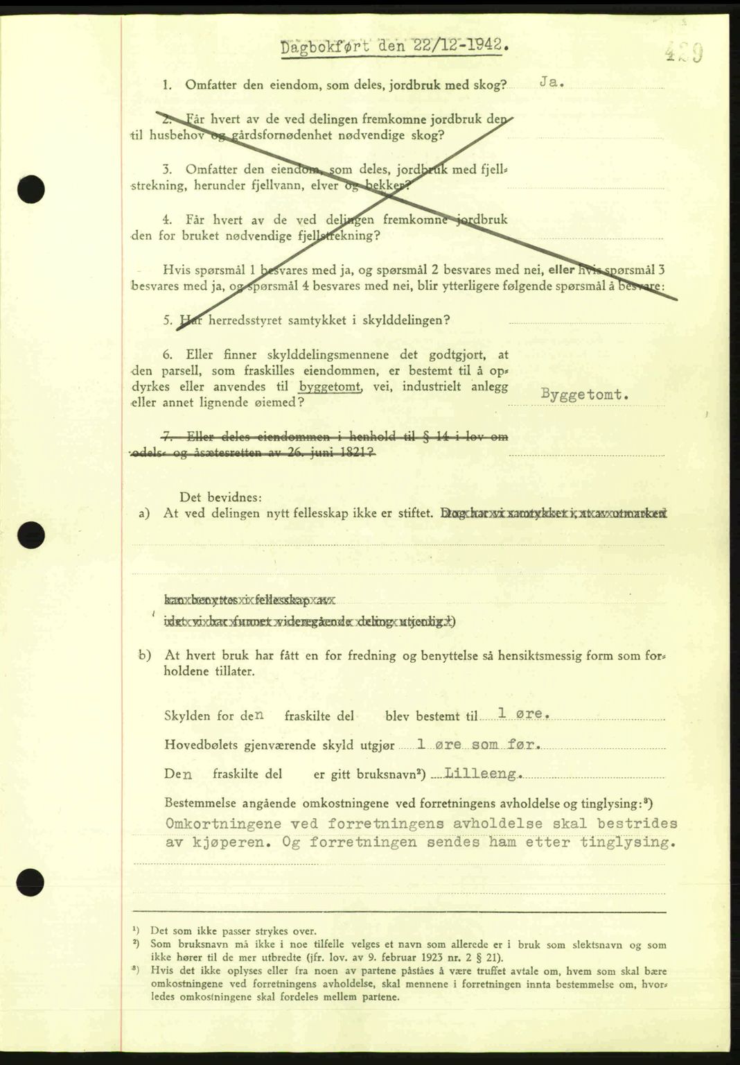 Steigen og Ofoten sorenskriveri, AV/SAT-A-0030/1/2/2C: Mortgage book no. A9-12, 1942-1946, Diary no: : 2415/1942