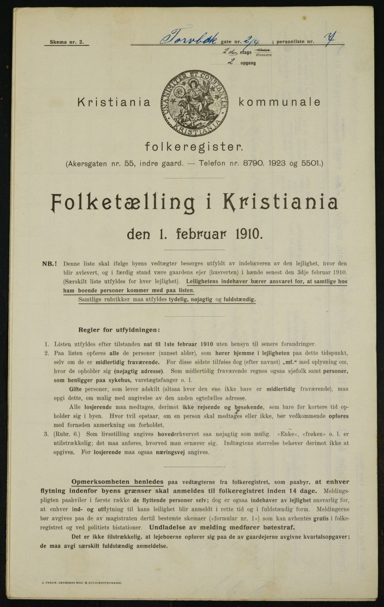 OBA, Municipal Census 1910 for Kristiania, 1910, p. 109180