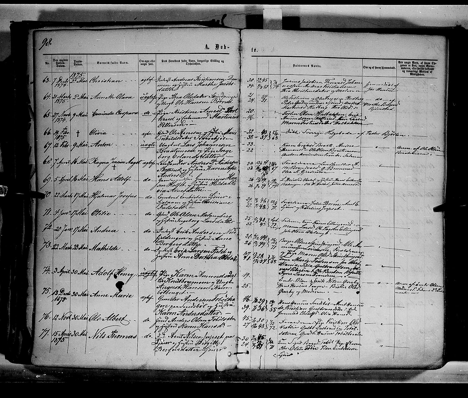 Eidskog prestekontor, AV/SAH-PREST-026/H/Ha/Haa/L0002: Parish register (official) no. 2, 1867-1878, p. 98