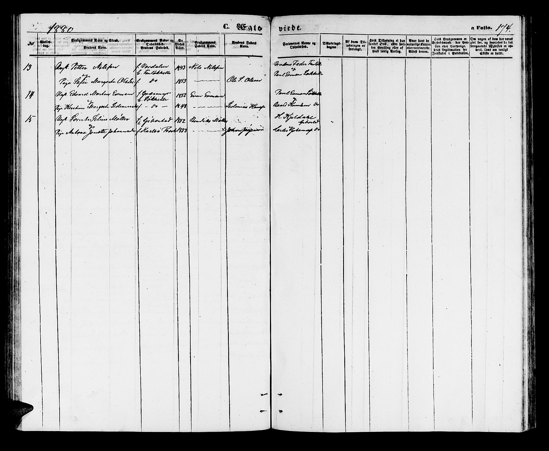 Lenvik sokneprestembete, AV/SATØ-S-1310/H/Ha/Hab/L0005klokker: Parish register (copy) no. 5, 1870-1880, p. 174