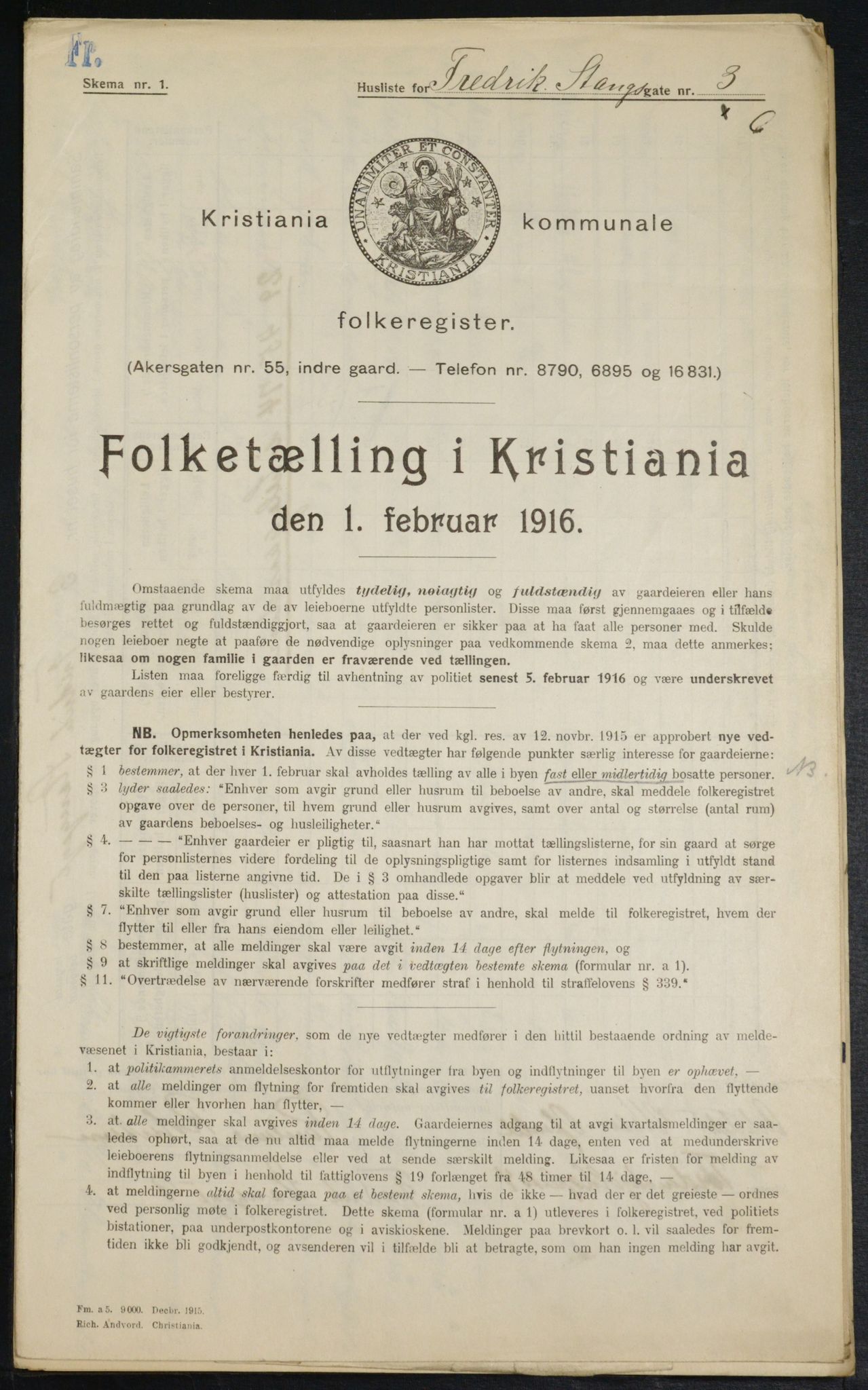 OBA, Municipal Census 1916 for Kristiania, 1916, p. 27051