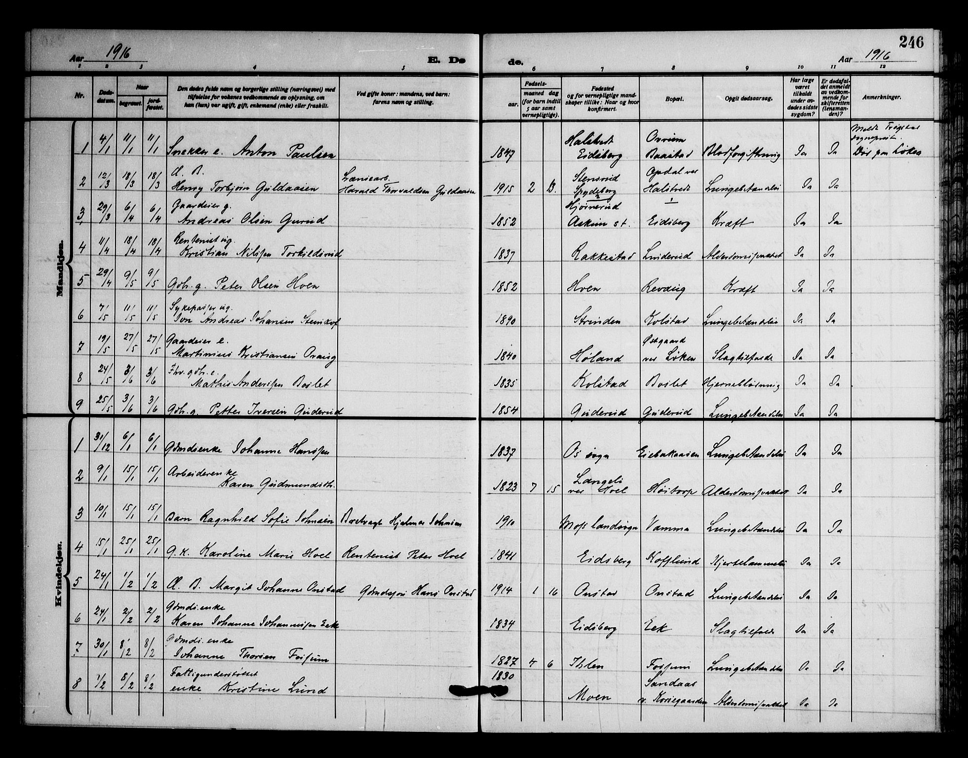 Askim prestekontor Kirkebøker, AV/SAO-A-10900/F/Fa/L0009: Parish register (official) no. 9, 1913-1923, p. 246