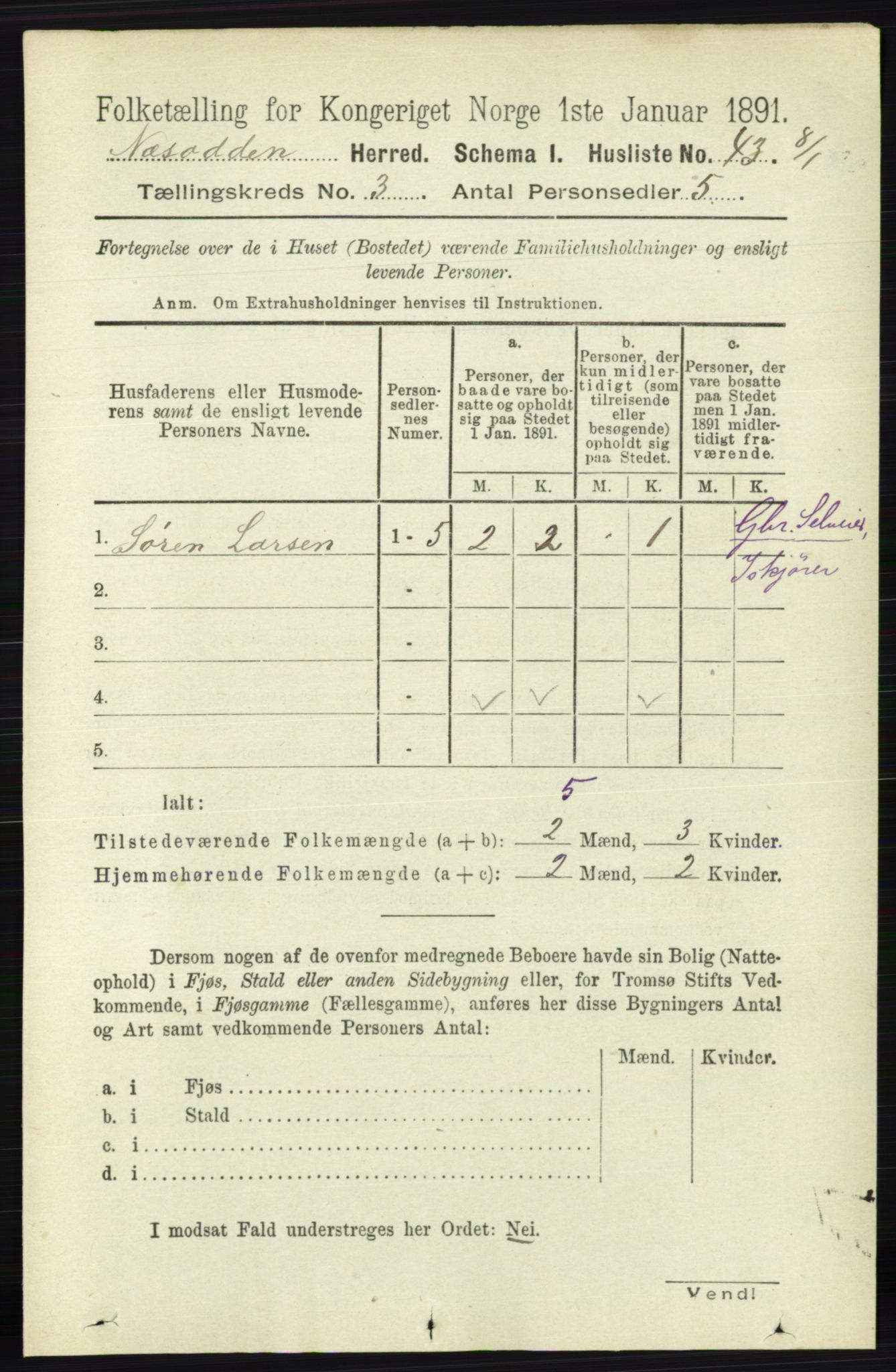 RA, 1891 census for 0216 Nesodden, 1891, p. 1008
