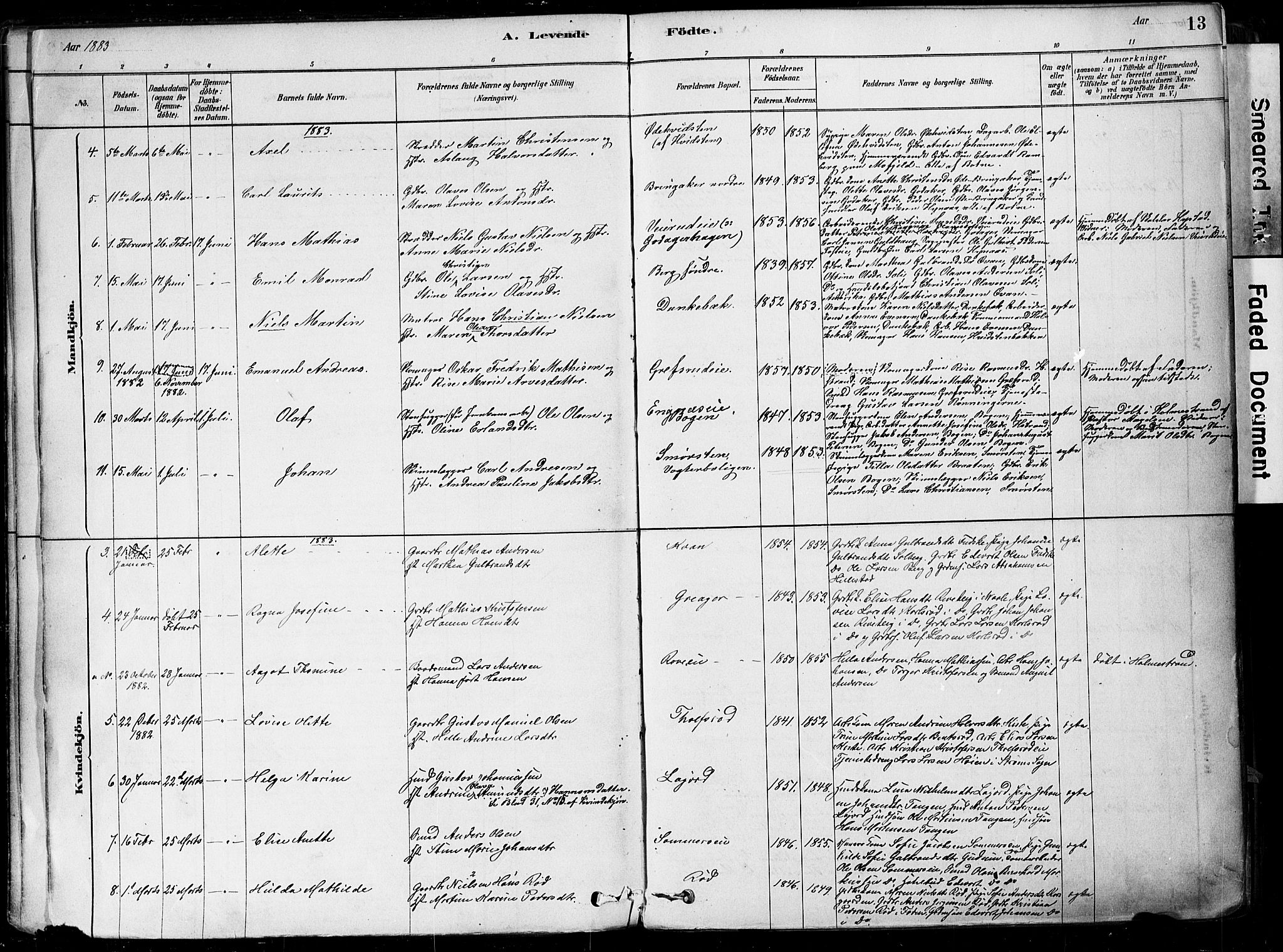 Botne kirkebøker, SAKO/A-340/F/Fa/L0007: Parish register (official) no. I 7, 1878-1910, p. 13