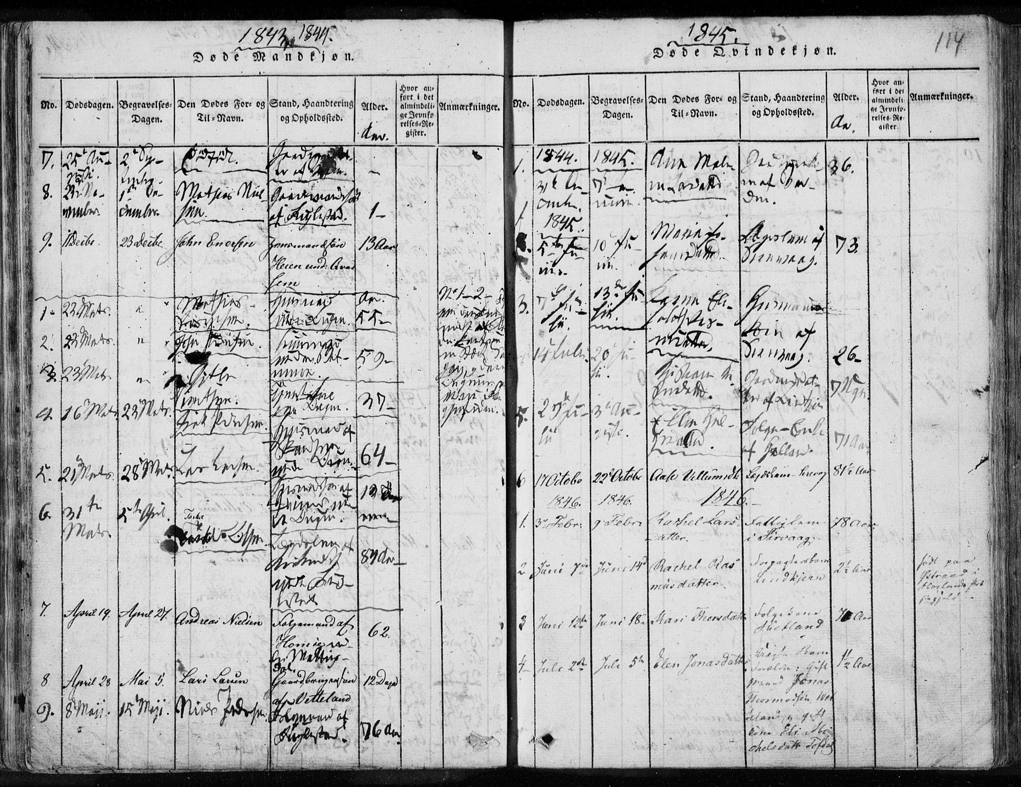 Eigersund sokneprestkontor, SAST/A-101807/S08/L0008: Parish register (official) no. A 8, 1816-1847, p. 114