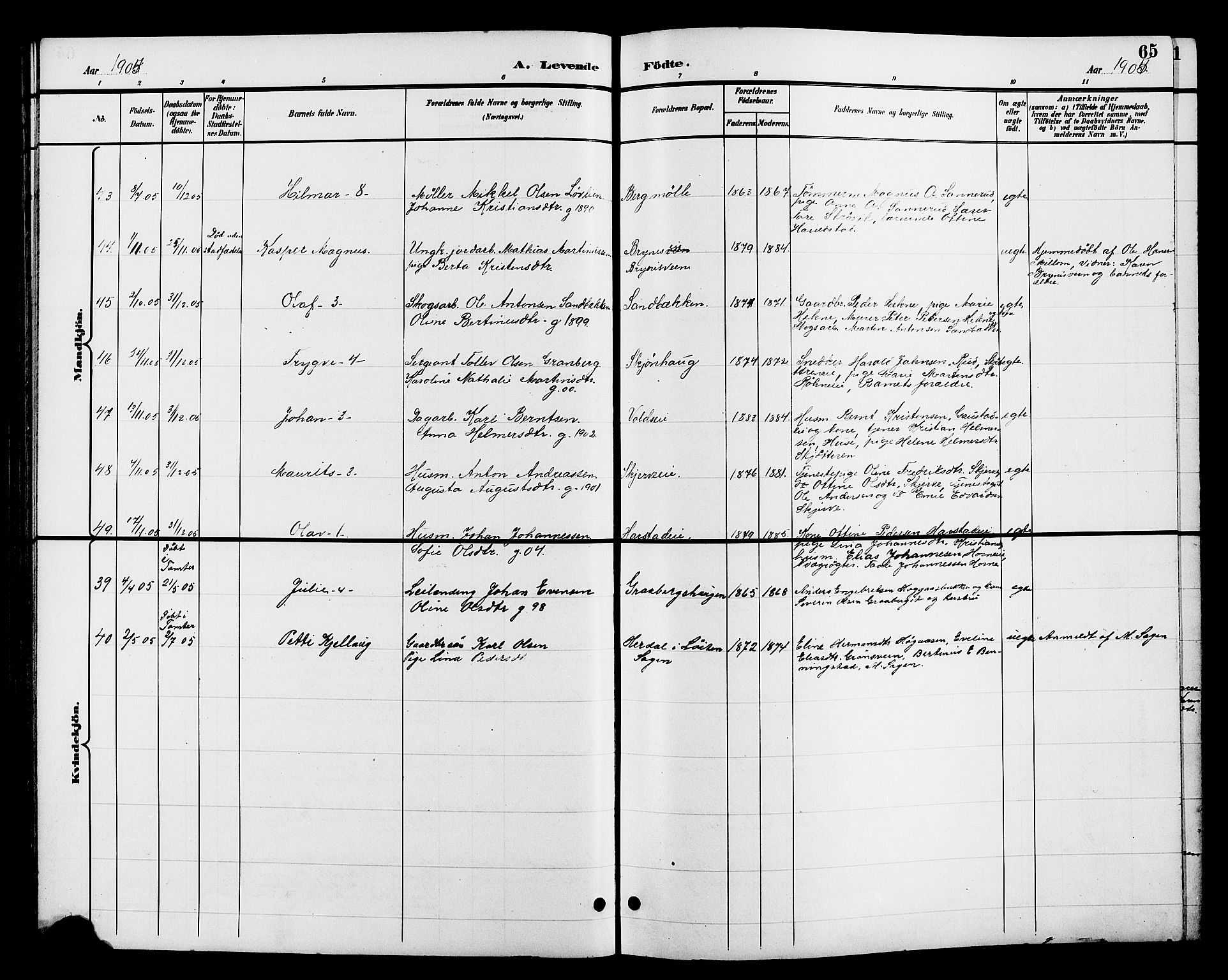 Romedal prestekontor, SAH/PREST-004/L/L0012: Parish register (copy) no. 12, 1896-1914, p. 65