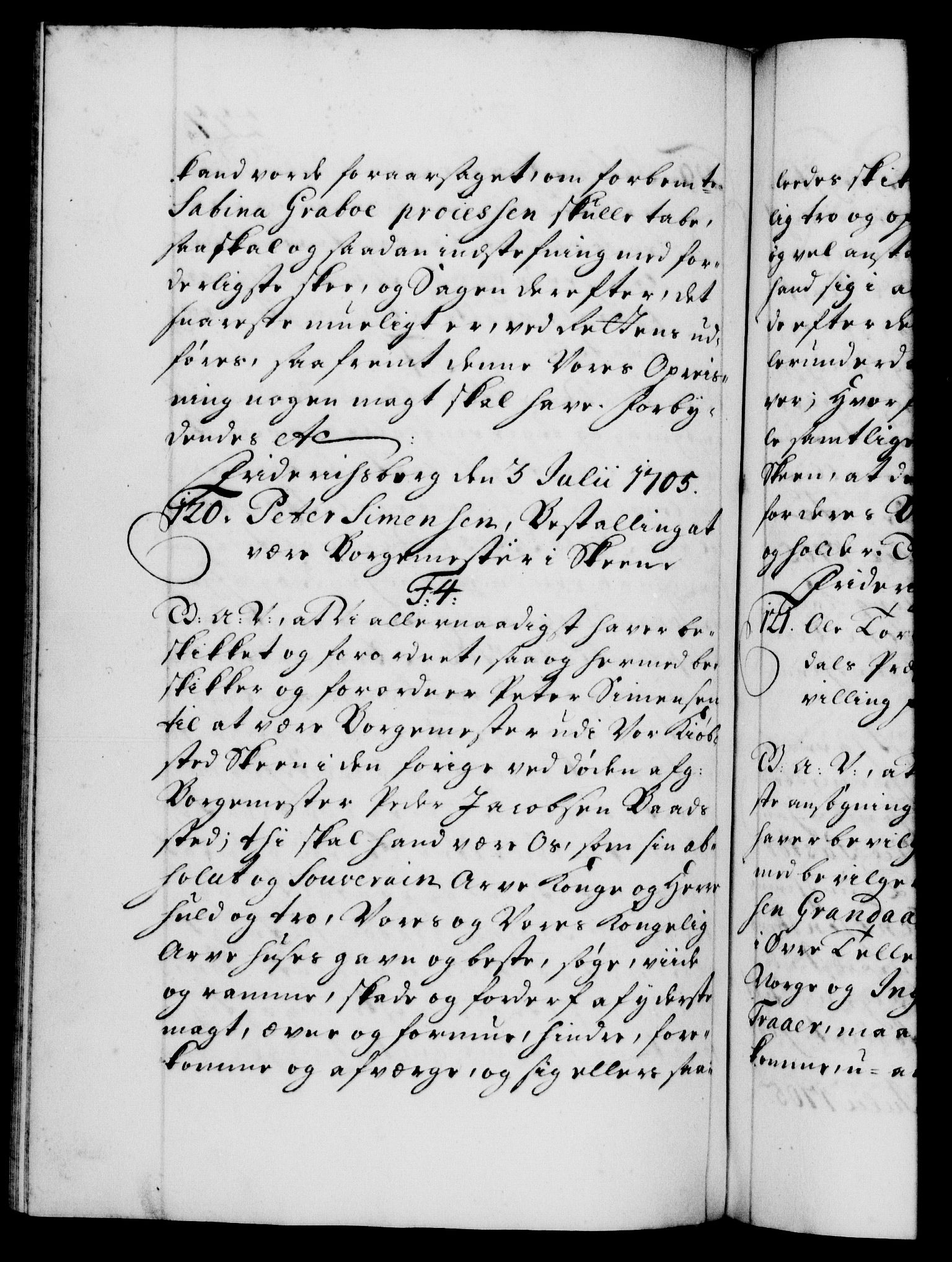 Danske Kanselli 1572-1799, RA/EA-3023/F/Fc/Fca/Fcaa/L0019: Norske registre, 1704-1707, p. 227b