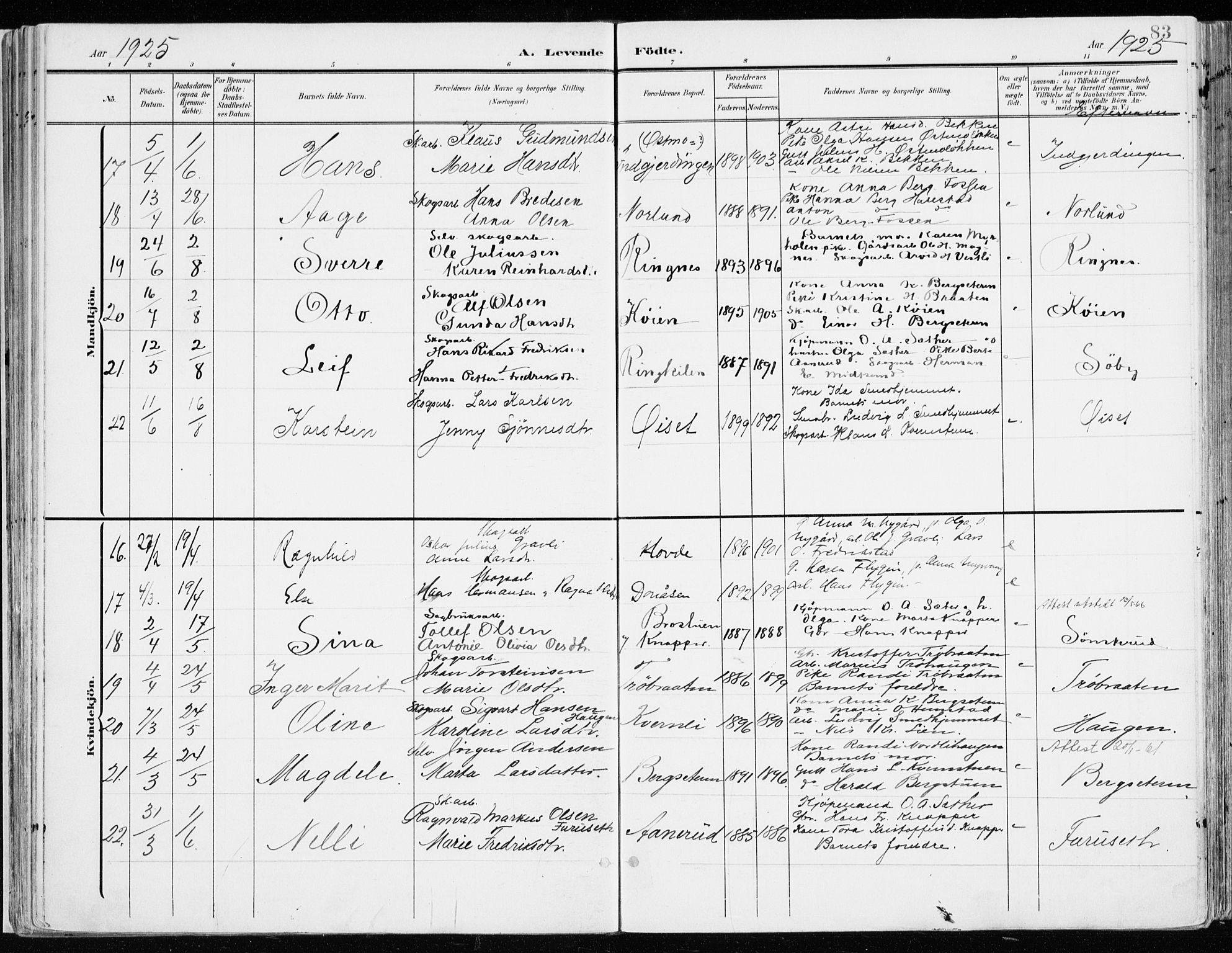 Nord-Odal prestekontor, AV/SAH-PREST-032/H/Ha/Haa/L0009: Parish register (official) no. 9, 1902-1926, p. 83