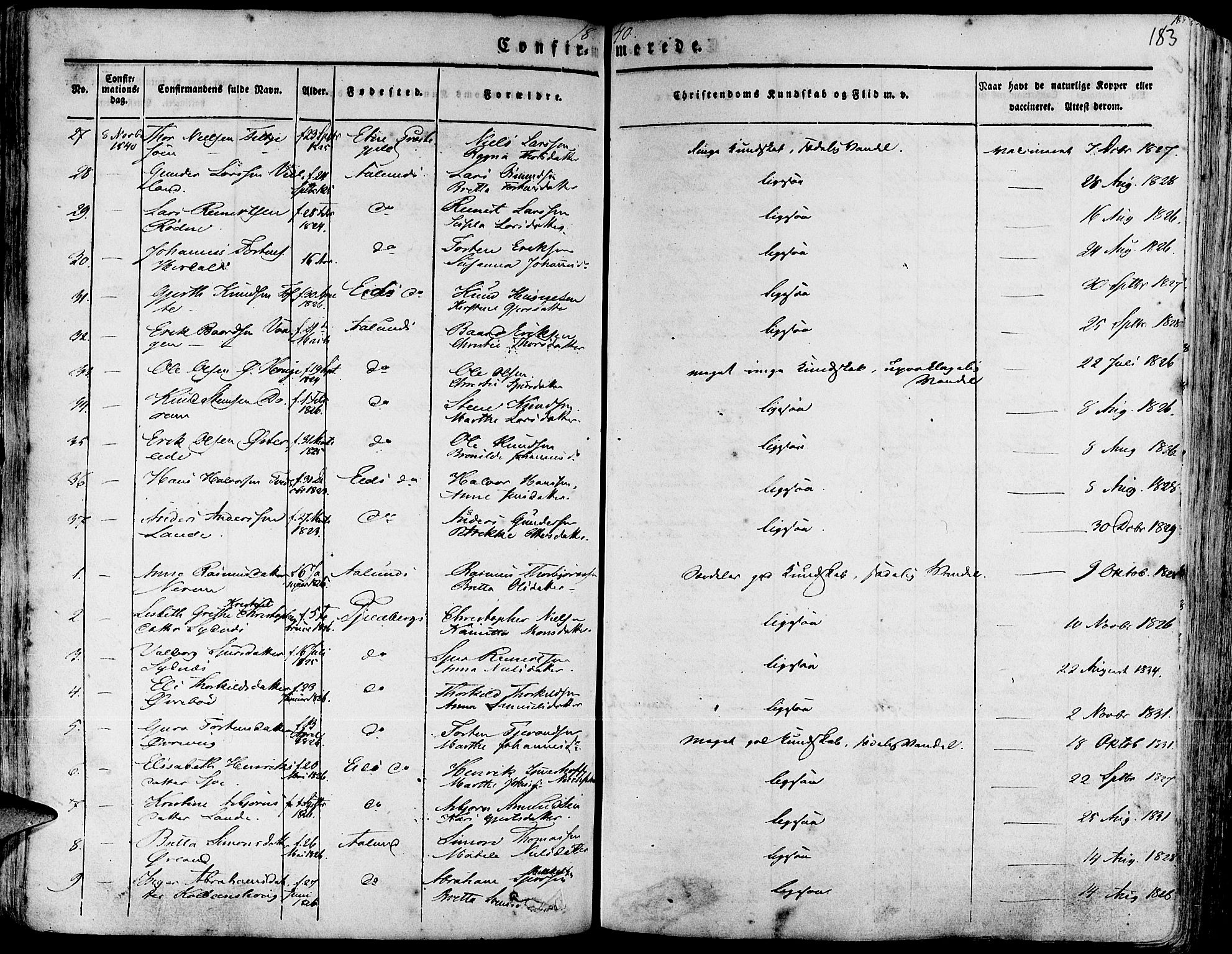 Fjelberg sokneprestembete, SAB/A-75201/H/Haa: Parish register (official) no. A 6, 1835-1851, p. 183