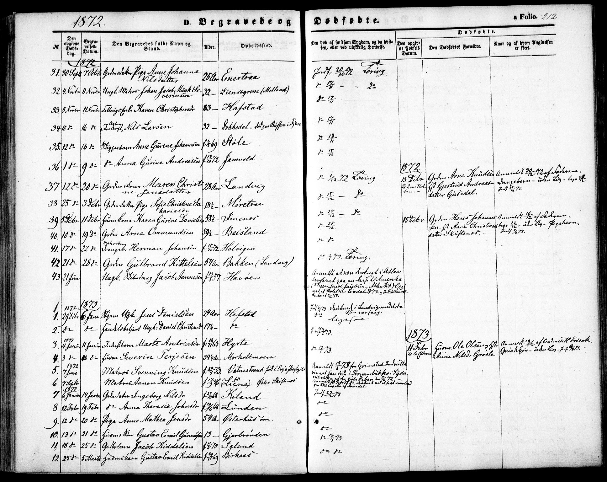 Hommedal sokneprestkontor, AV/SAK-1111-0023/F/Fa/Fab/L0005: Parish register (official) no. A 5, 1861-1877, p. 212