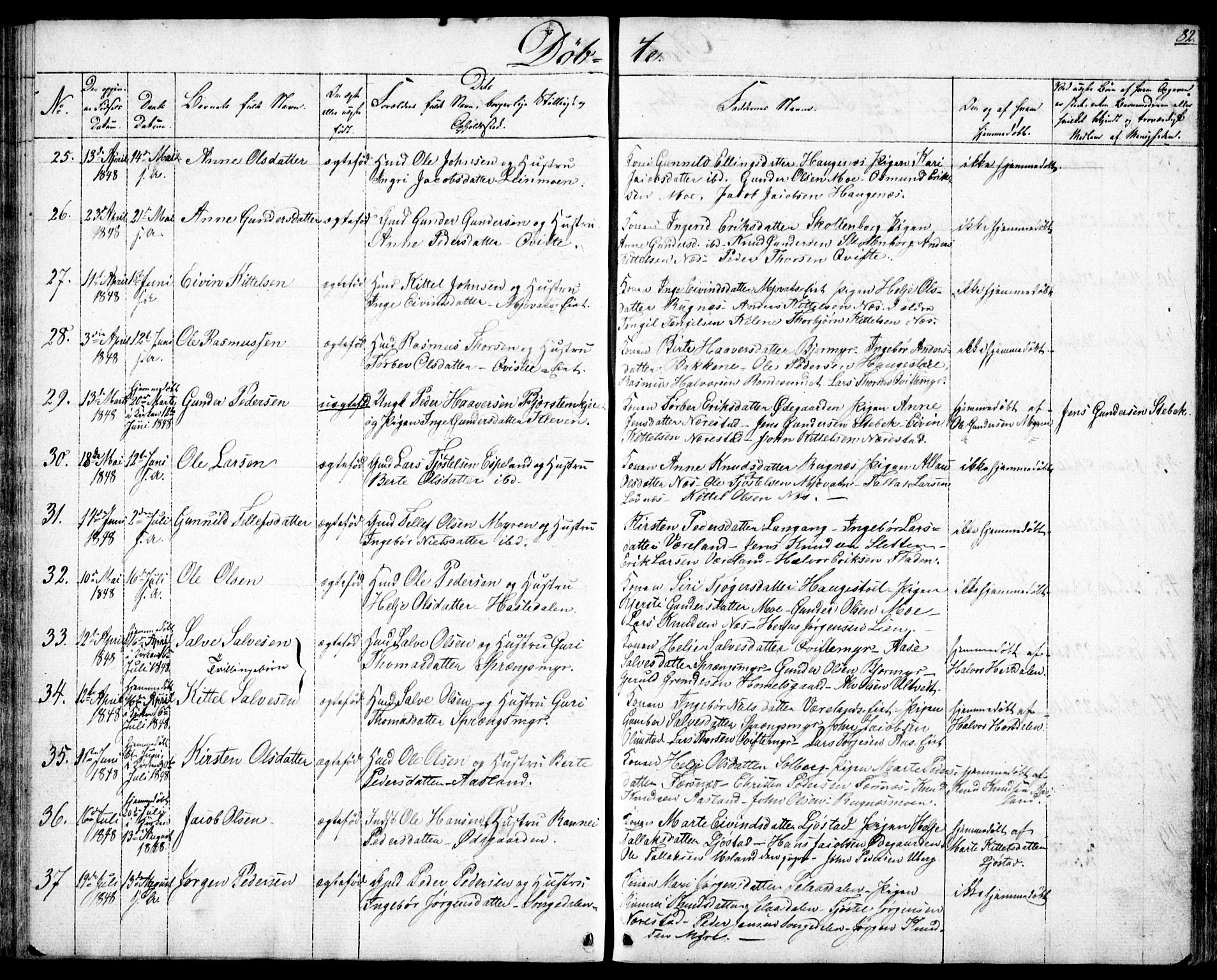 Gjerstad sokneprestkontor, AV/SAK-1111-0014/F/Fb/Fbb/L0002: Parish register (copy) no. B 2, 1831-1862, p. 82