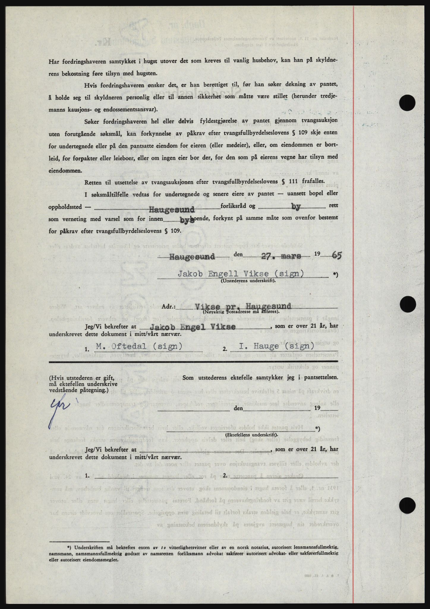 Haugesund tingrett, SAST/A-101415/01/II/IIC/L0053: Mortgage book no. B 53, 1965-1965, Diary no: : 811/1965