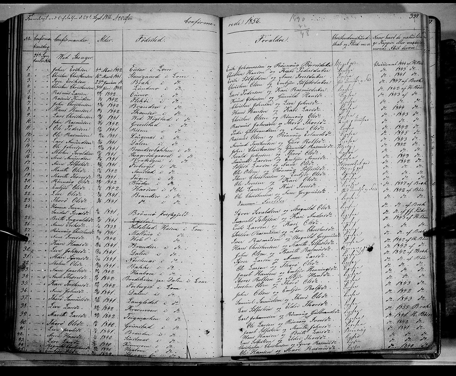 Lom prestekontor, AV/SAH-PREST-070/K/L0006: Parish register (official) no. 6A, 1837-1863, p. 334