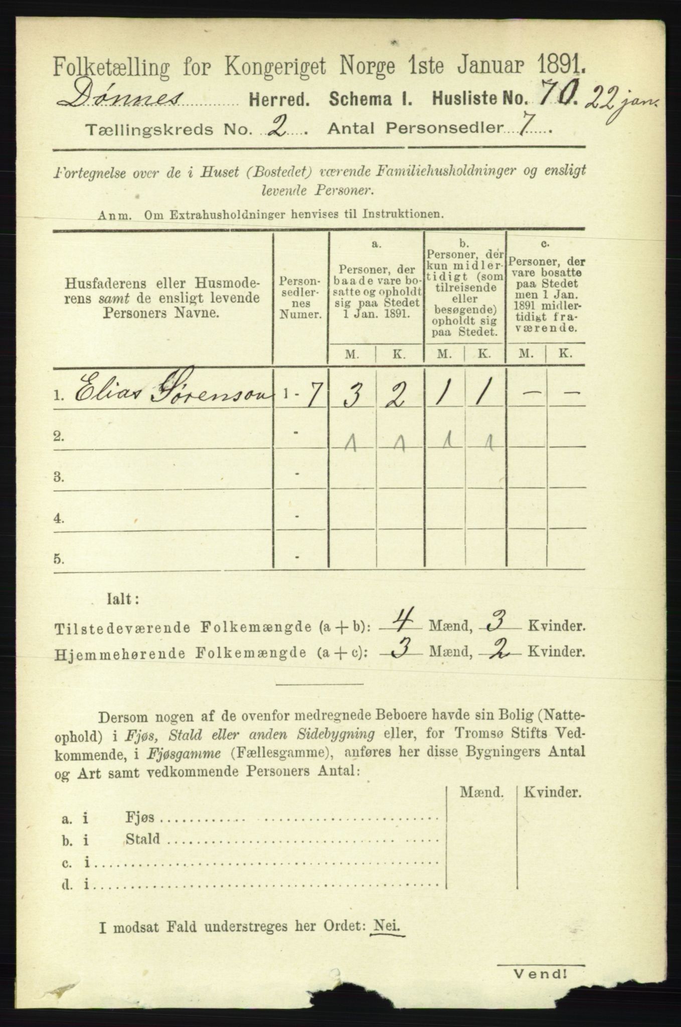 RA, 1891 census for 1827 Dønnes, 1891, p. 694