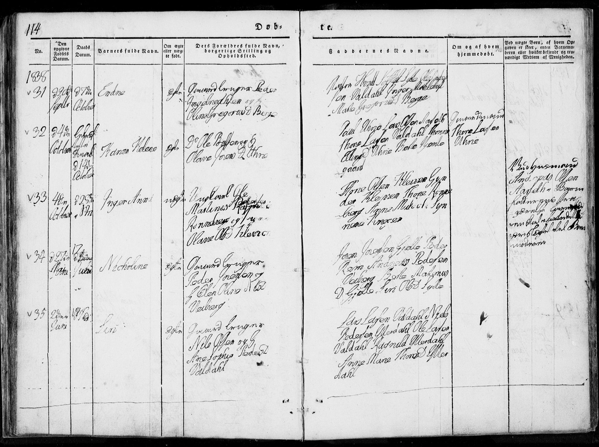 Ministerialprotokoller, klokkerbøker og fødselsregistre - Møre og Romsdal, AV/SAT-A-1454/519/L0247: Parish register (official) no. 519A06, 1827-1846, p. 114