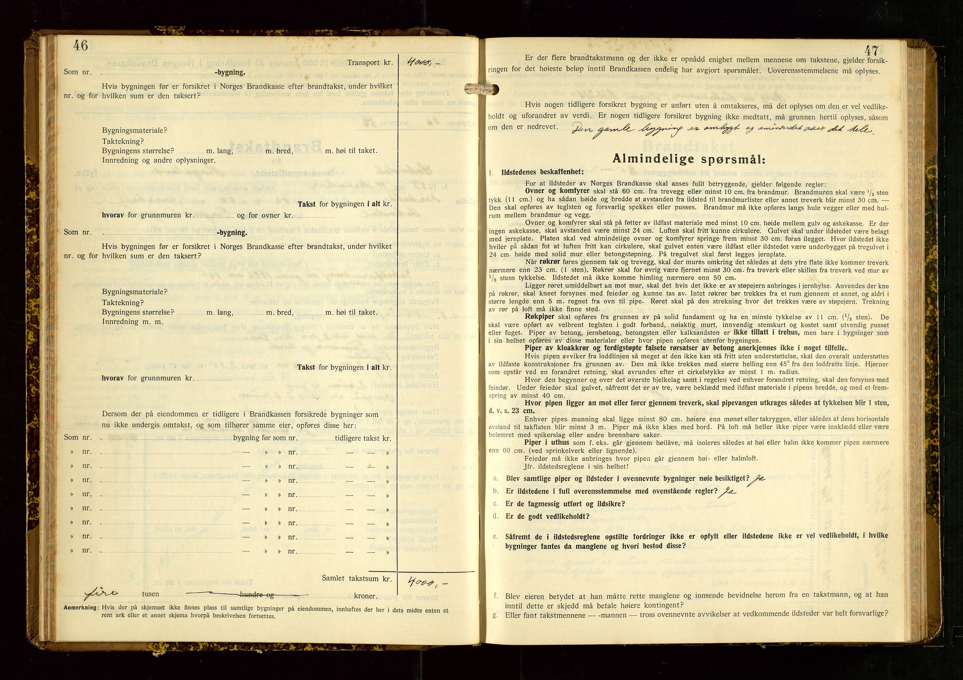 Sokndal lensmannskontor, AV/SAST-A-100417/Gob/L0008: "Brandtakst-Protokoll", 1937-1955, p. 46-47