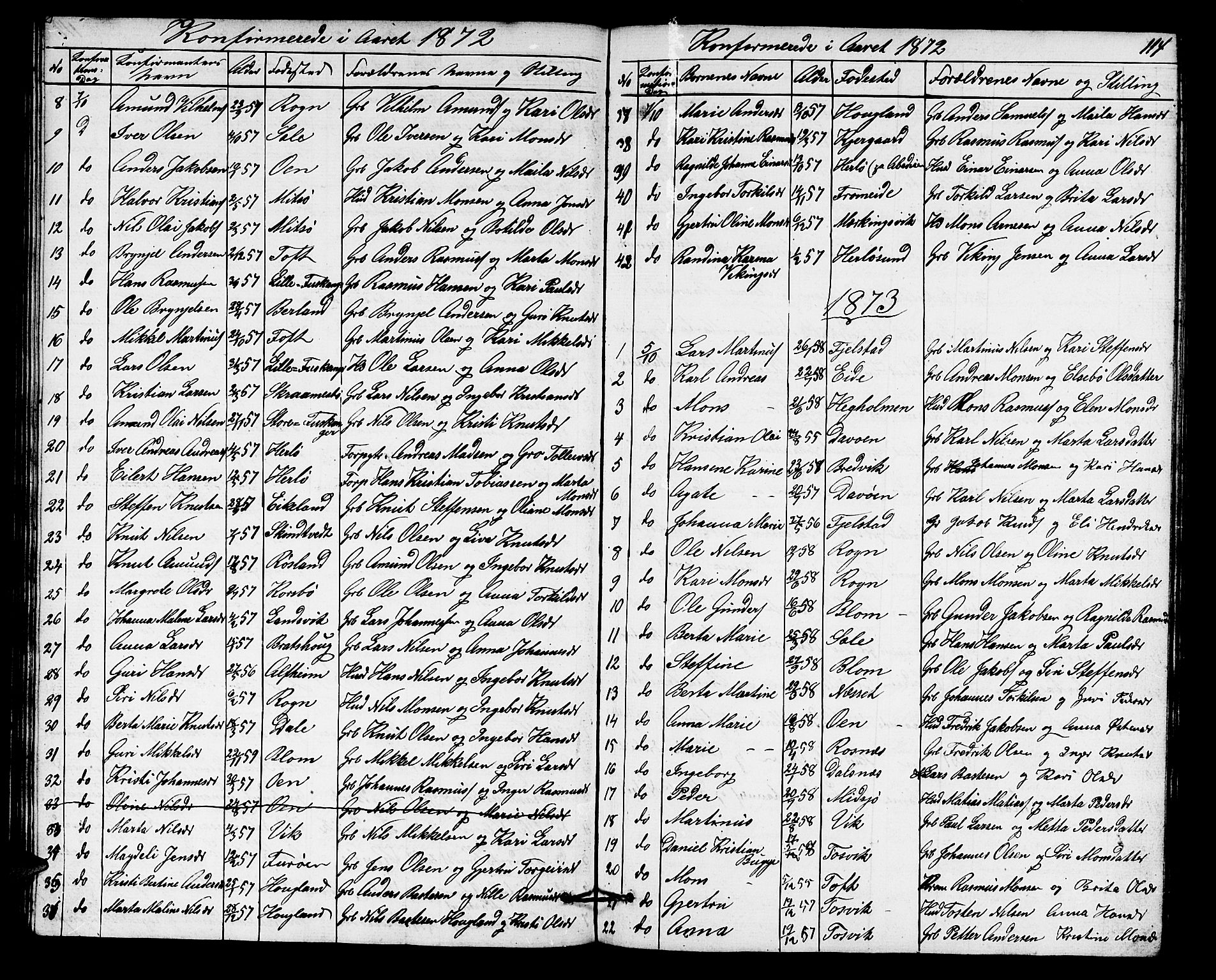 Herdla Sokneprestembete, SAB/A-75701/H/Hab: Parish register (copy) no. A 1, 1859-1880, p. 114