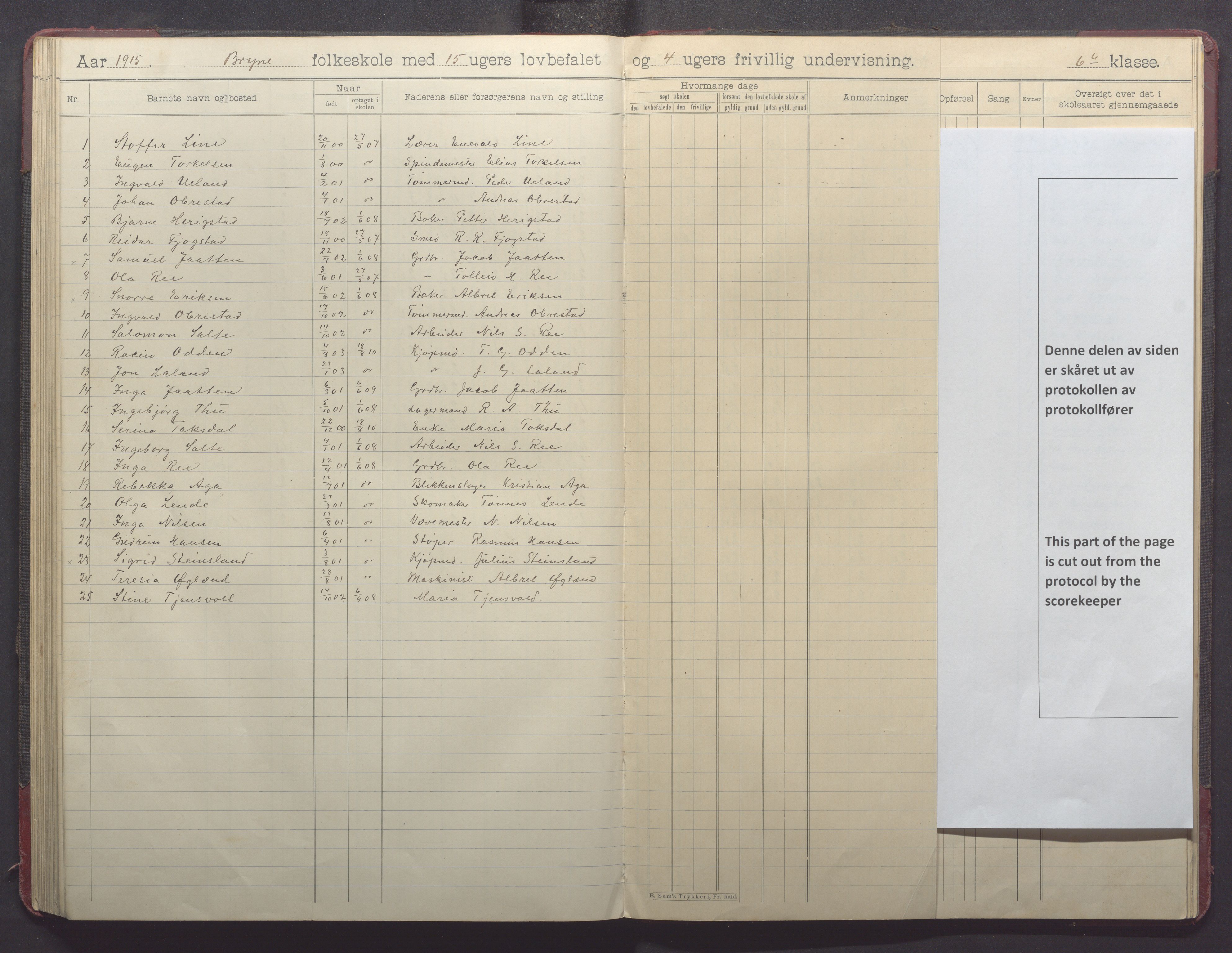 Time kommune - Bryne skule, IKAR/K-100797/H/L0002: Skoleprotokoll, 1902-1917, p. 87