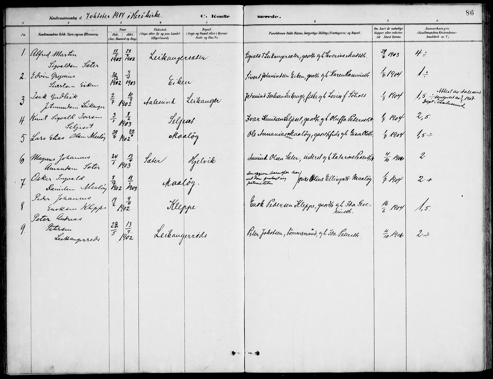 Ministerialprotokoller, klokkerbøker og fødselsregistre - Møre og Romsdal, AV/SAT-A-1454/508/L0095: Parish register (official) no. 508A02, 1887-1920, p. 86