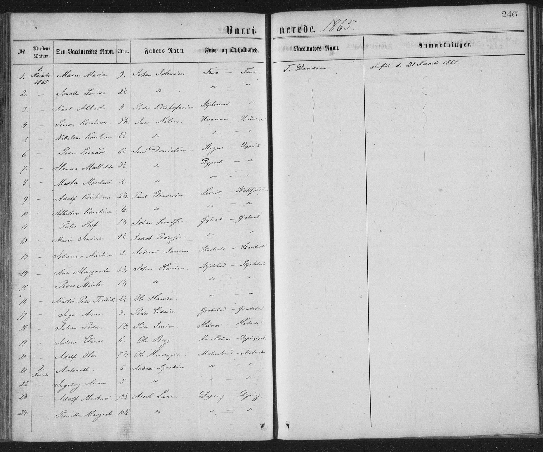 Ministerialprotokoller, klokkerbøker og fødselsregistre - Nordland, AV/SAT-A-1459/855/L0801: Parish register (official) no. 855A09, 1864-1874, p. 246