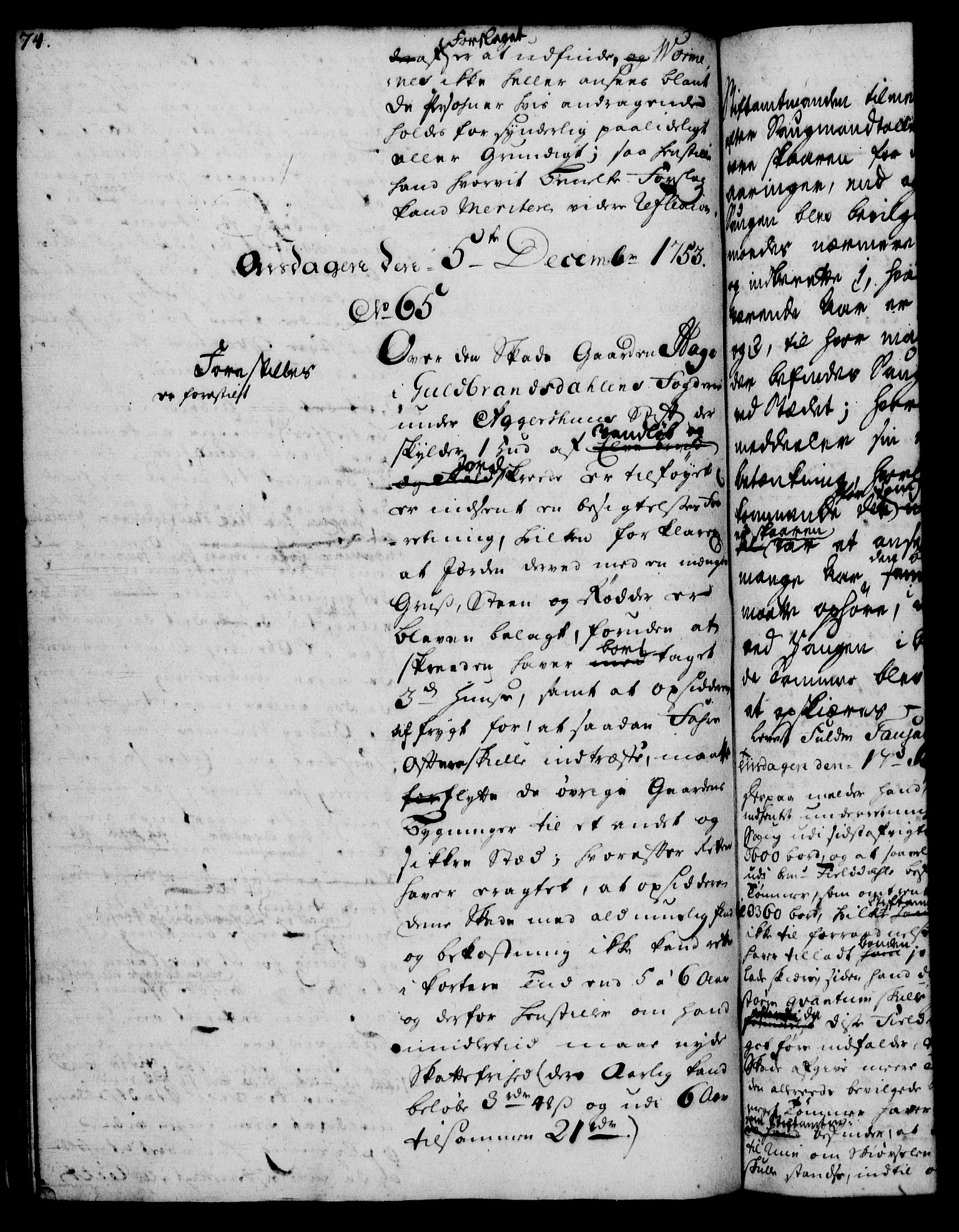 Rentekammeret, Kammerkanselliet, RA/EA-3111/G/Gh/Gha/L0032: Norsk ekstraktmemorialprotokoll (merket RK 53.77), 1753-1755, p. 74