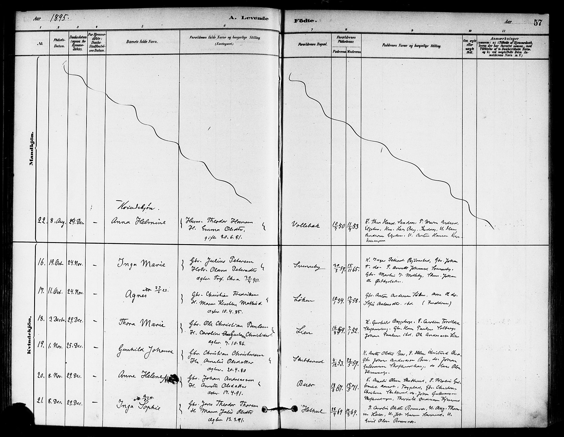 Eidsberg prestekontor Kirkebøker, AV/SAO-A-10905/F/Fb/L0001: Parish register (official) no. II 1, 1879-1900, p. 57