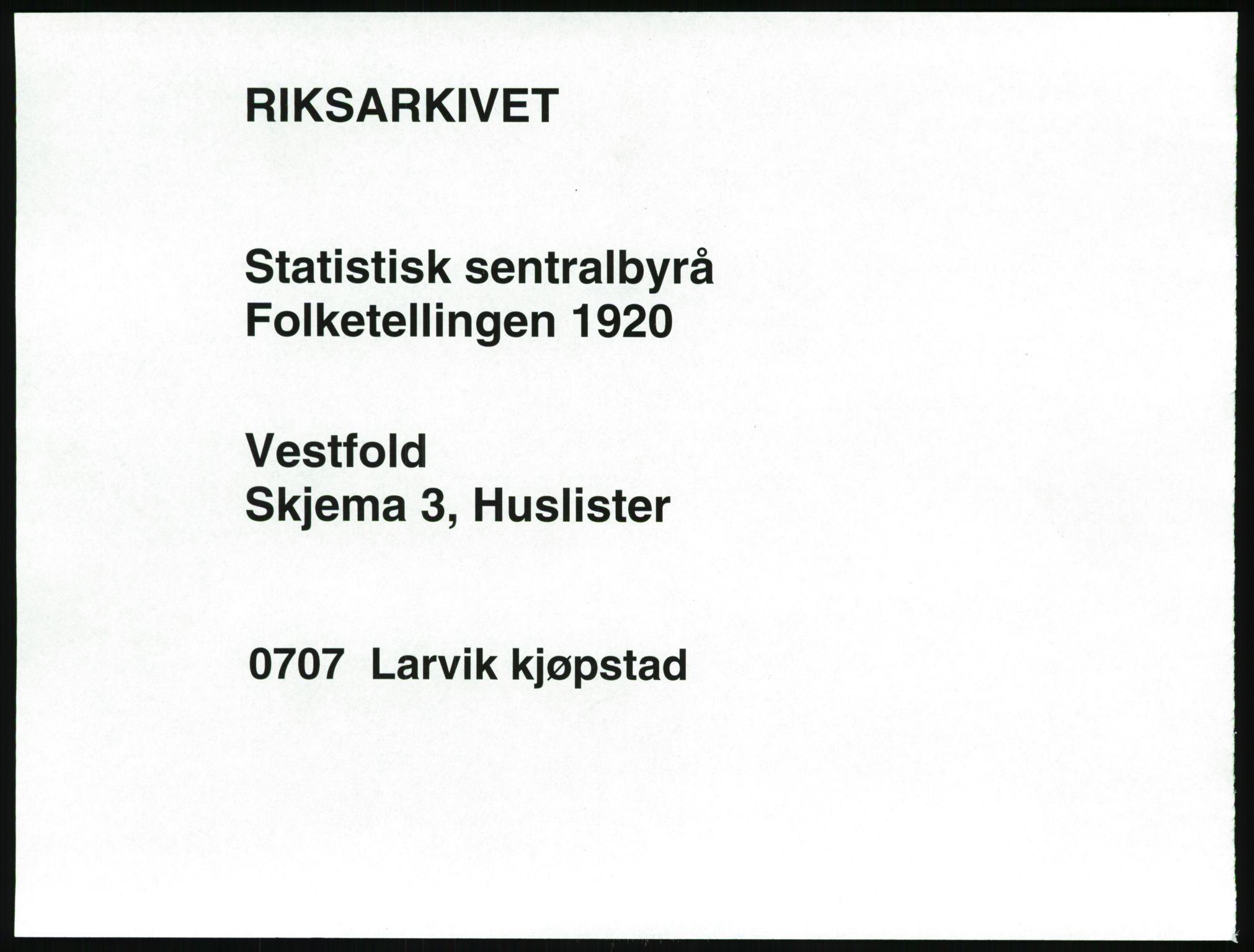 SAKO, 1920 census for Larvik, 1920, p. 70