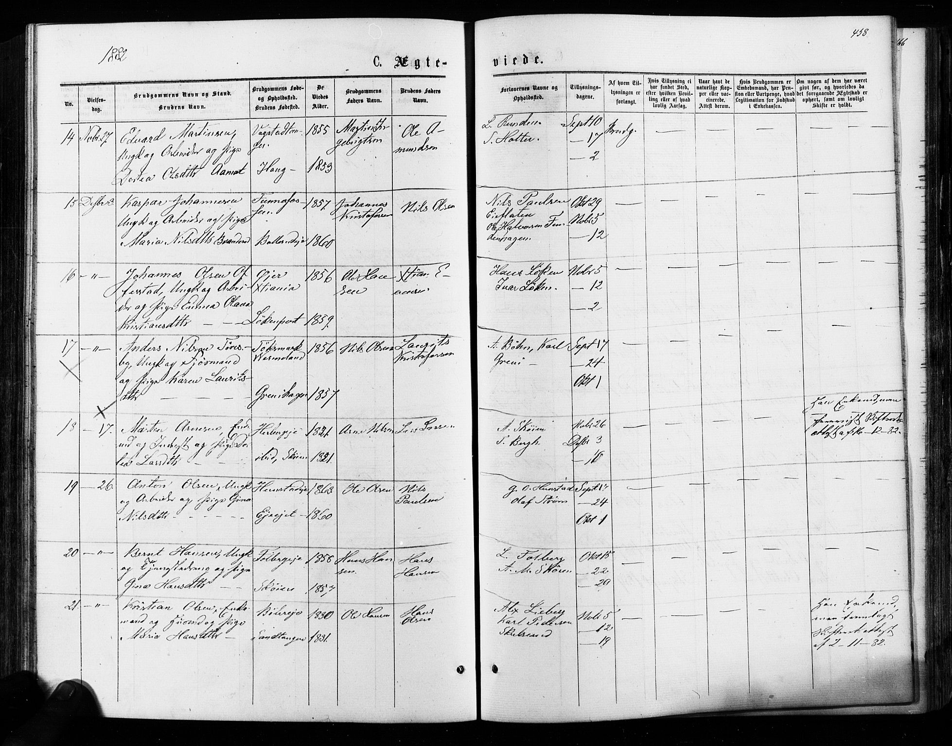 Nes prestekontor Kirkebøker, SAO/A-10410/F/Fa/L0009: Parish register (official) no. I 9, 1875-1882, p. 458