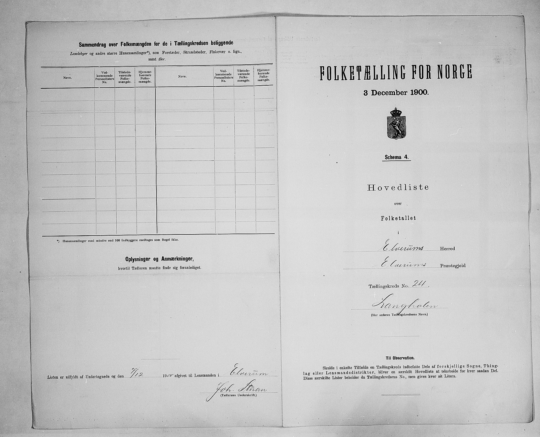 SAH, 1900 census for Elverum, 1900, p. 91