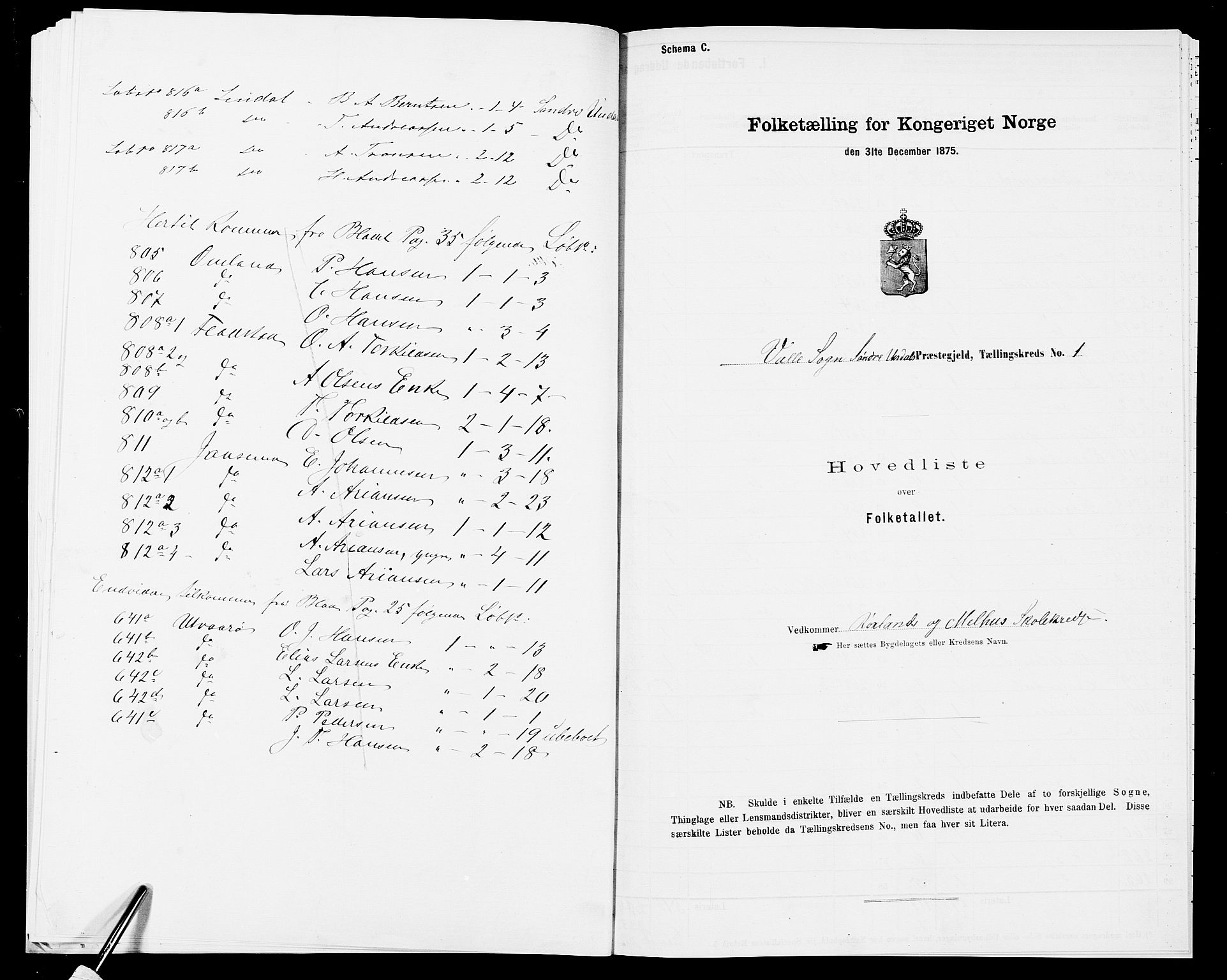 SAK, 1875 census for 1029P Sør-Audnedal, 1875, p. 44